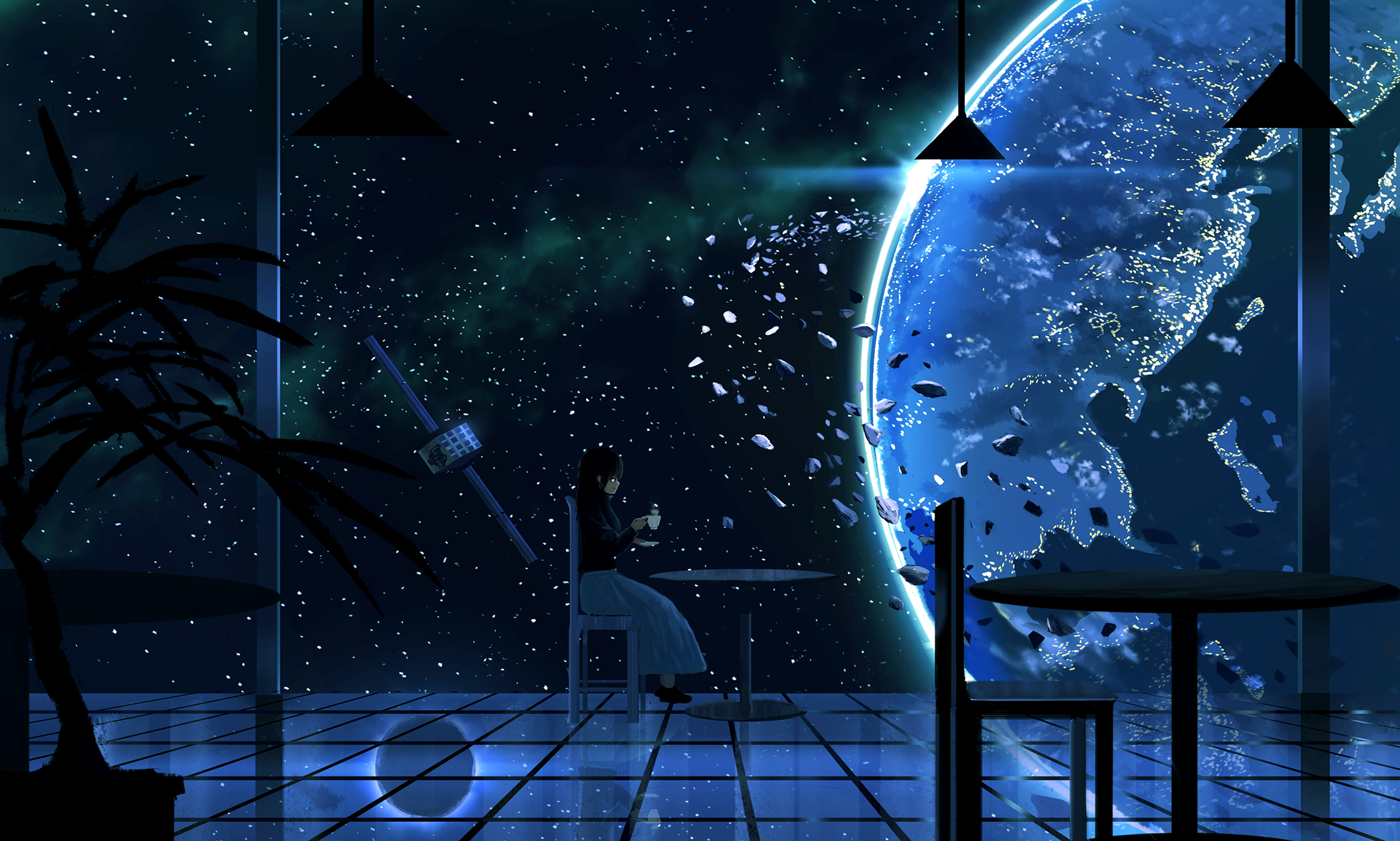anime, space, tea, HD Wallpaper