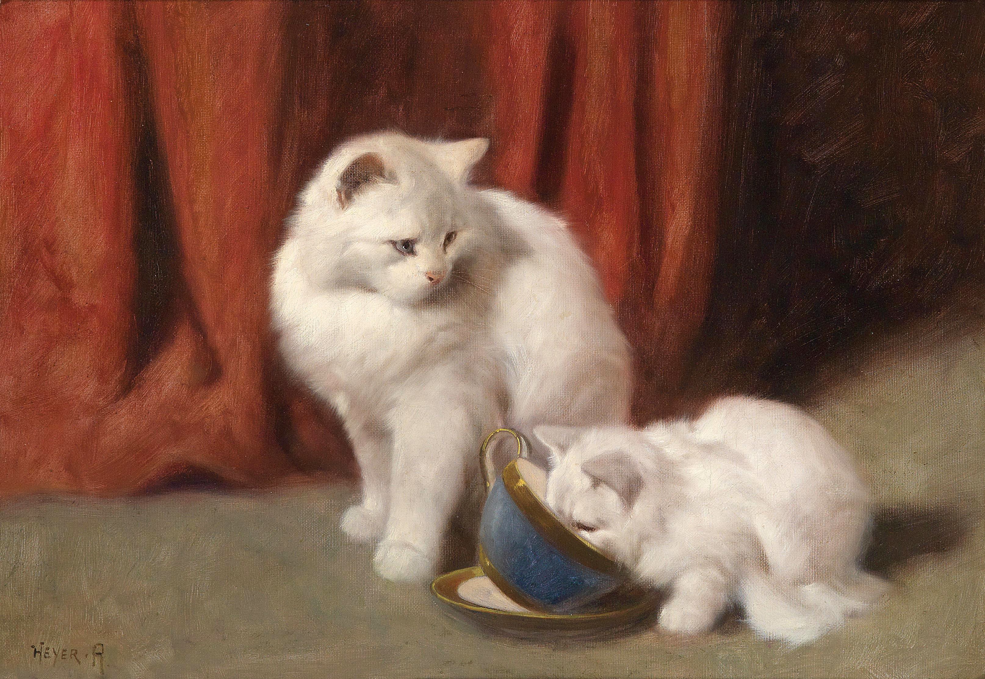 cats, animals, painting, HD Wallpaper