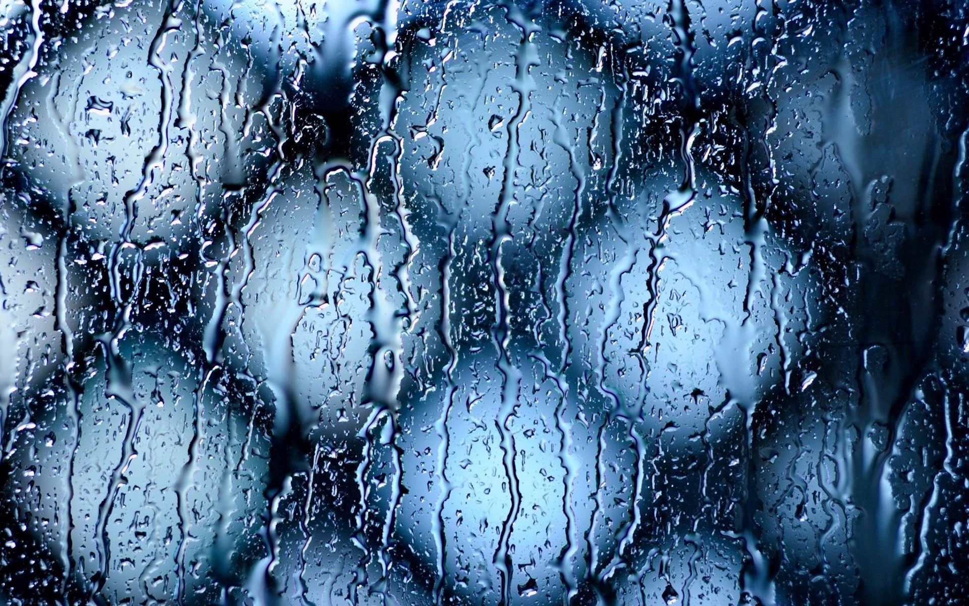 photography, blue, water, glass, fence, water on glass, blurred, water drops, square, depth of field, HD Wallpaper