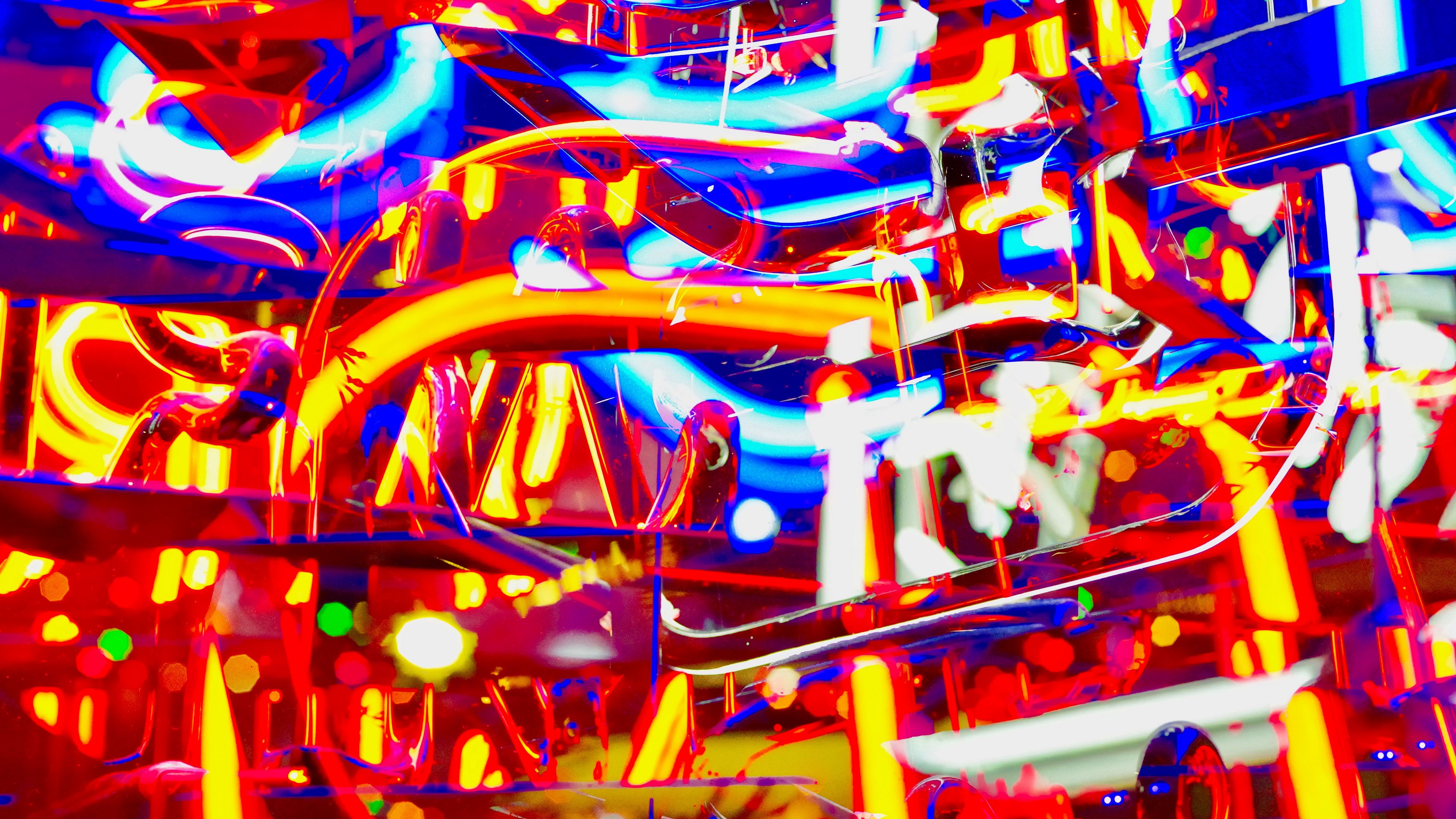 neon, light, colorful, bright, abstraction, chaotic, 4k, HD Wallpaper