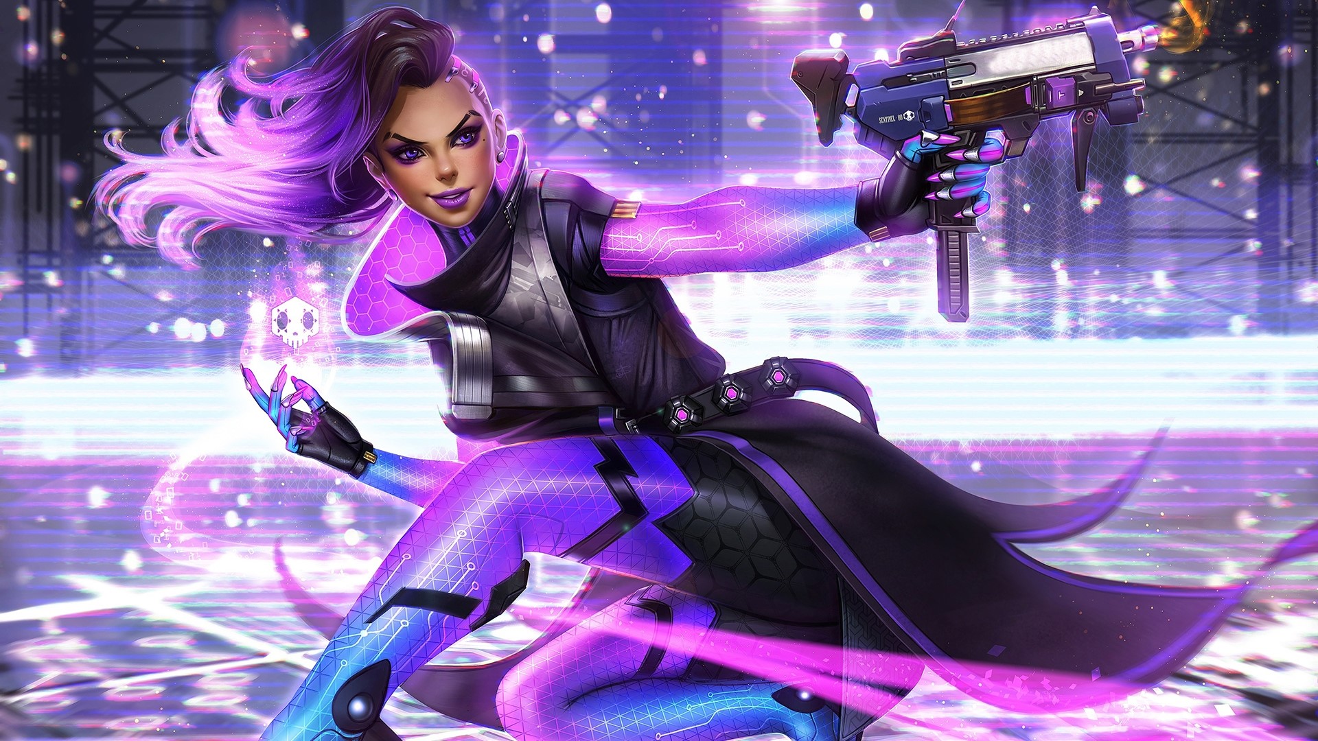 Overwatch, video games, Sombra (Overwatch), digital art, HD Wallpaper