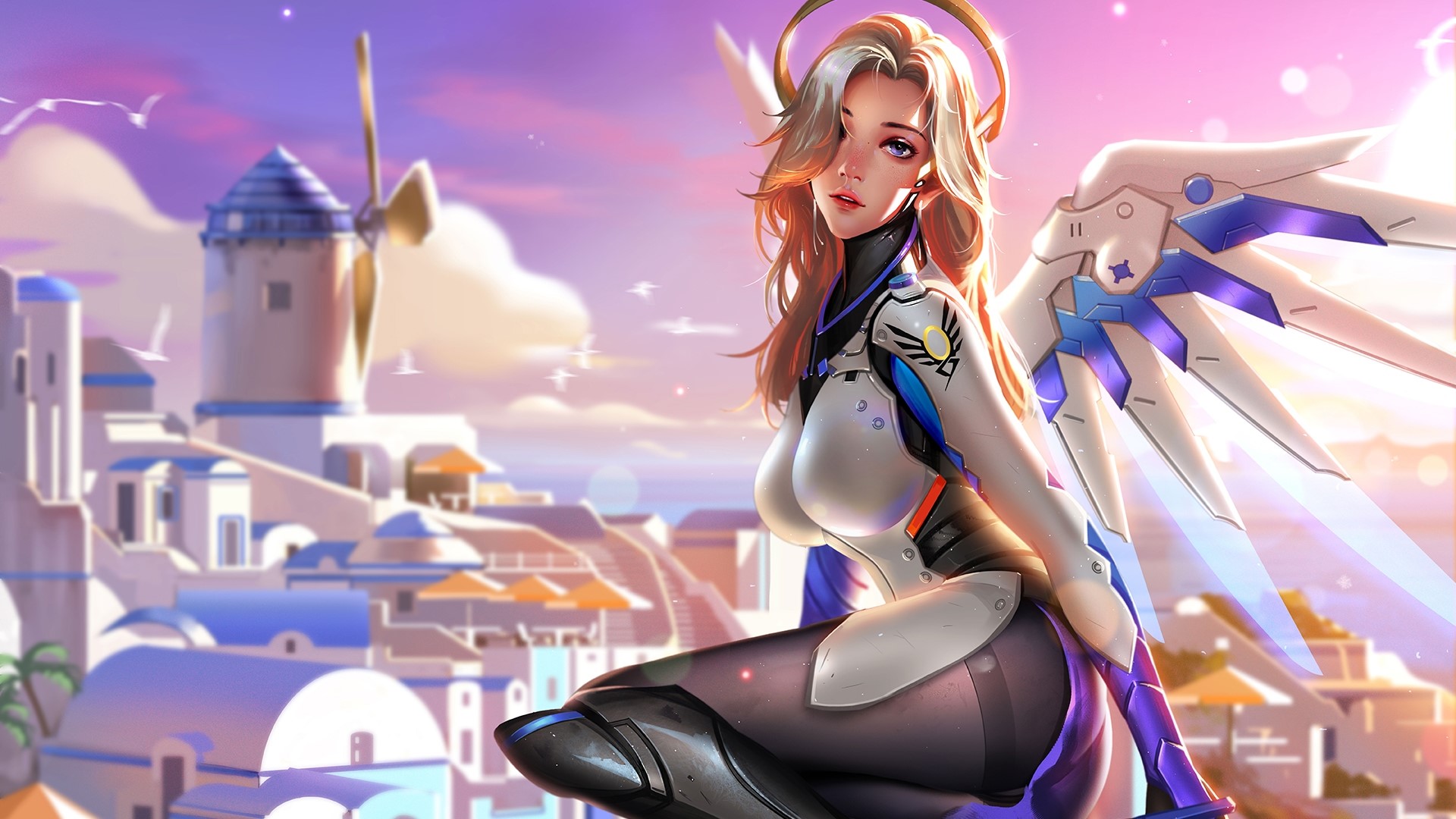 Overwatch, video games, Mercy (Overwatch), digital art, Greece, HD Wallpaper