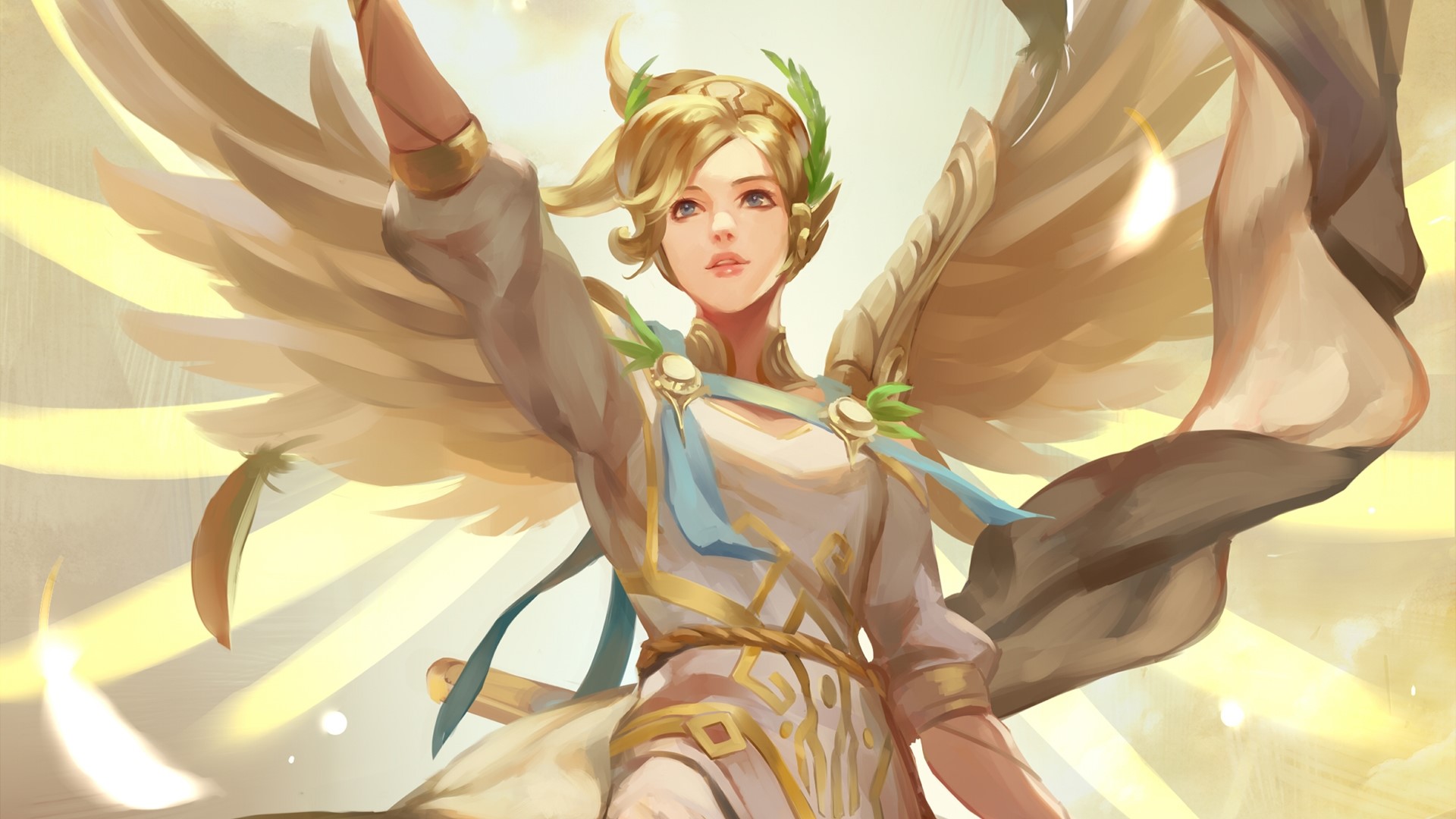 Overwatch, video games, Mercy (Overwatch), digital art, HD Wallpaper