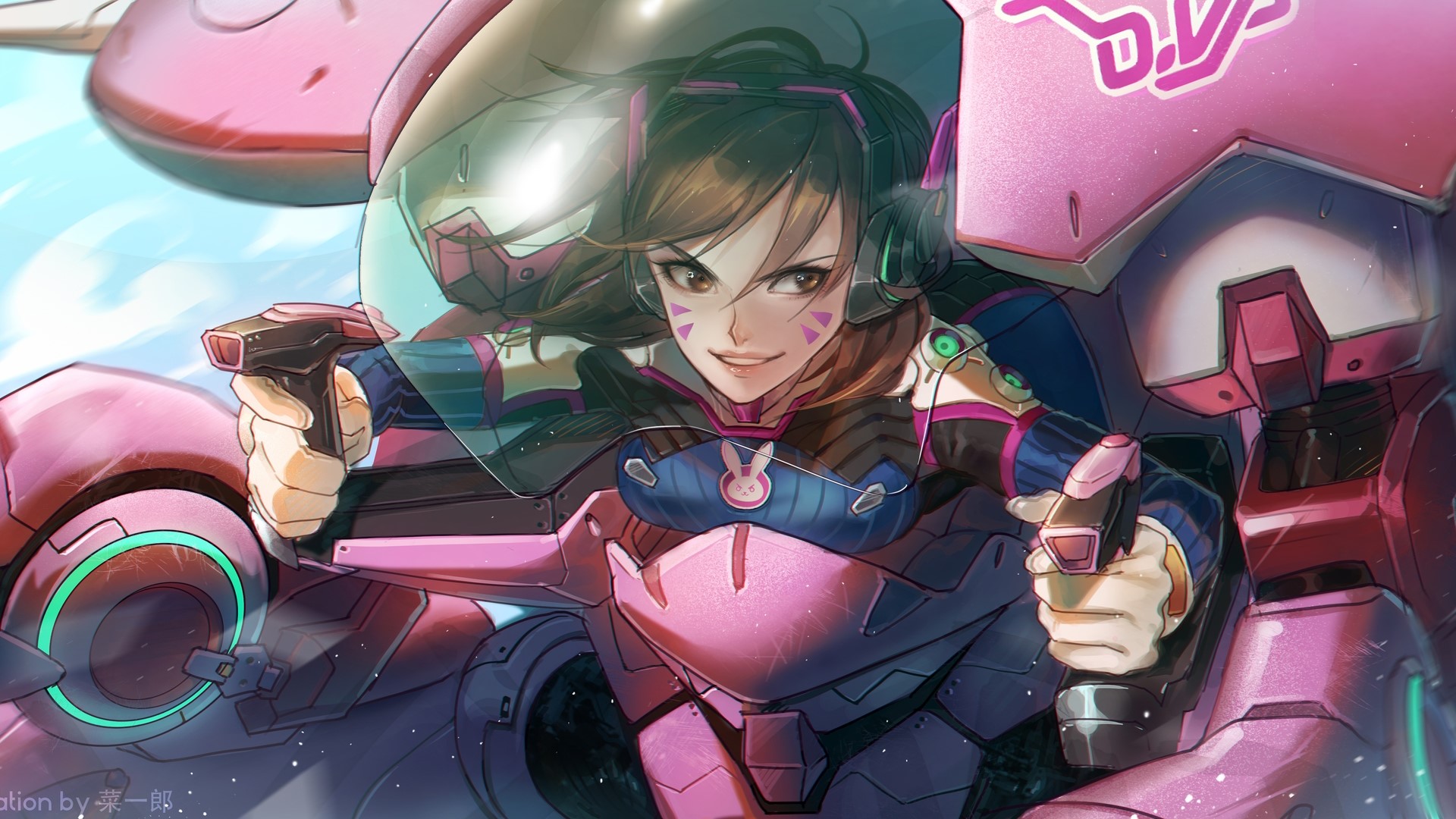 Overwatch, video games, D.Va (Overwatch), digital art, mecha girls, HD Wallpaper