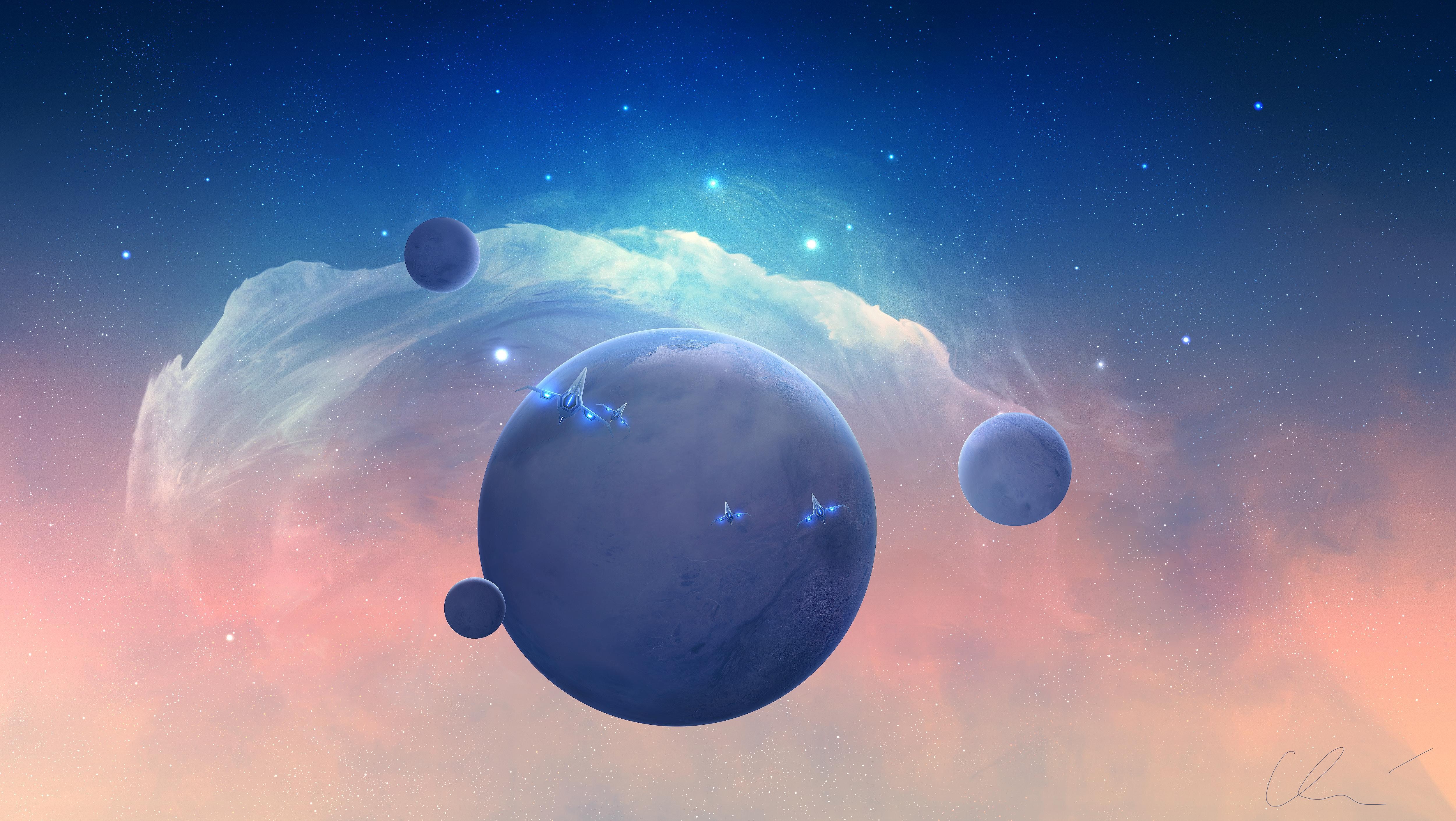 science fiction, planet, digital art, HD Wallpaper