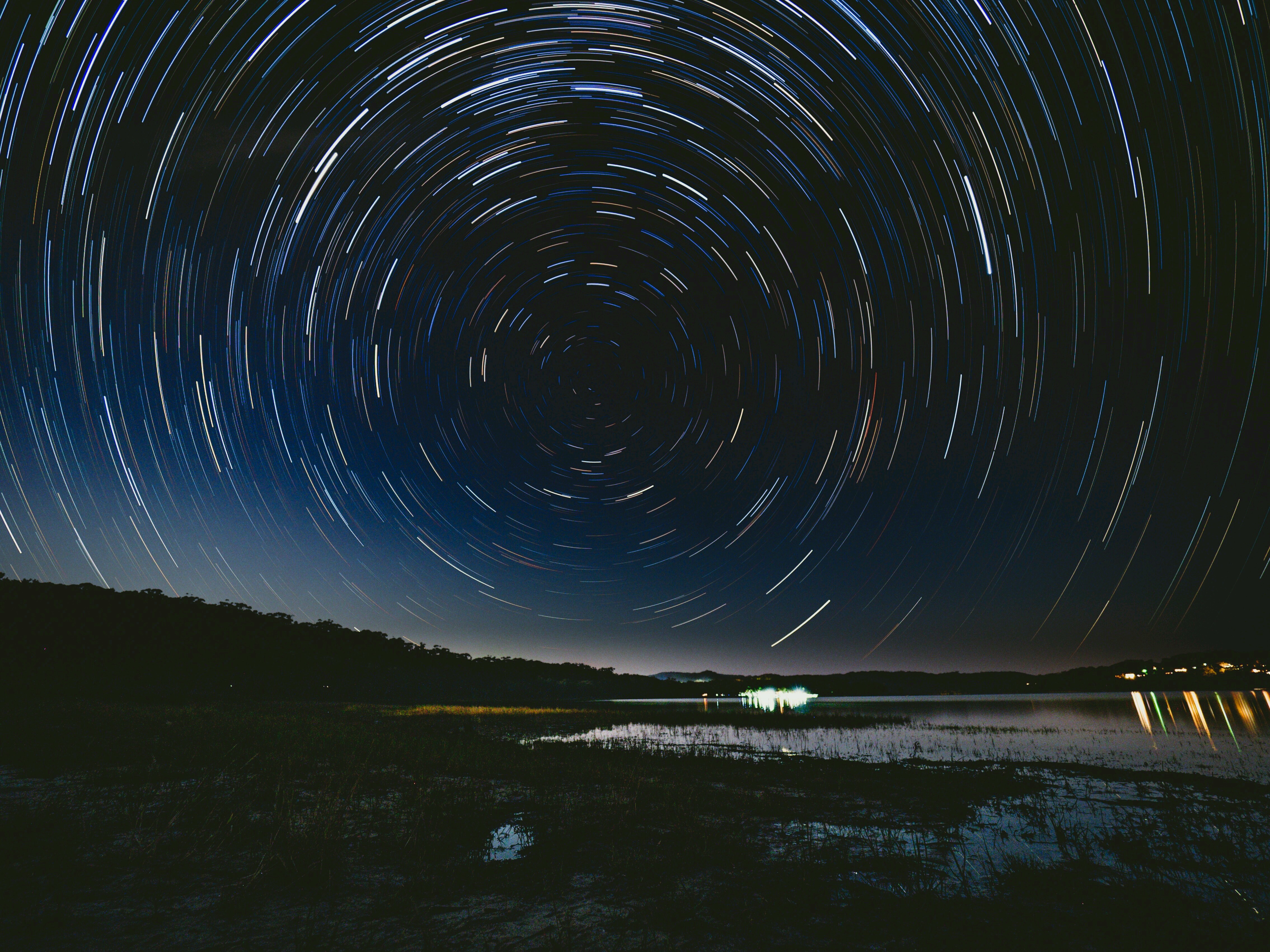 night, night sky, lake, HD Wallpaper