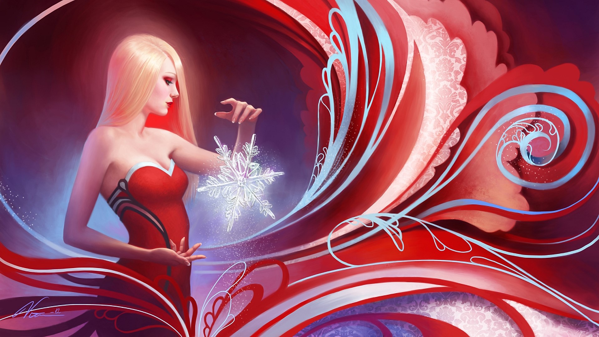 colorful, artwork, fantasy girl, HD Wallpaper