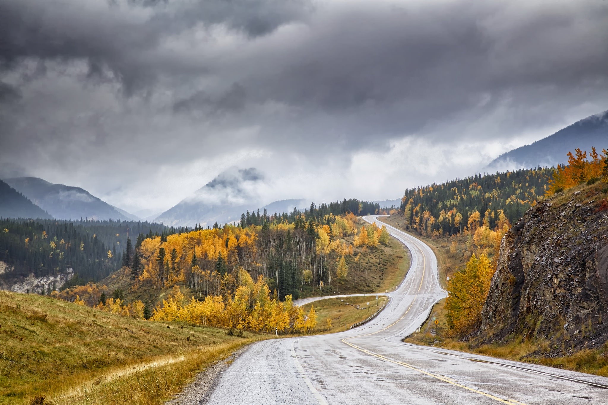 road, sky, nature, mountains, landscape, HD Wallpaper