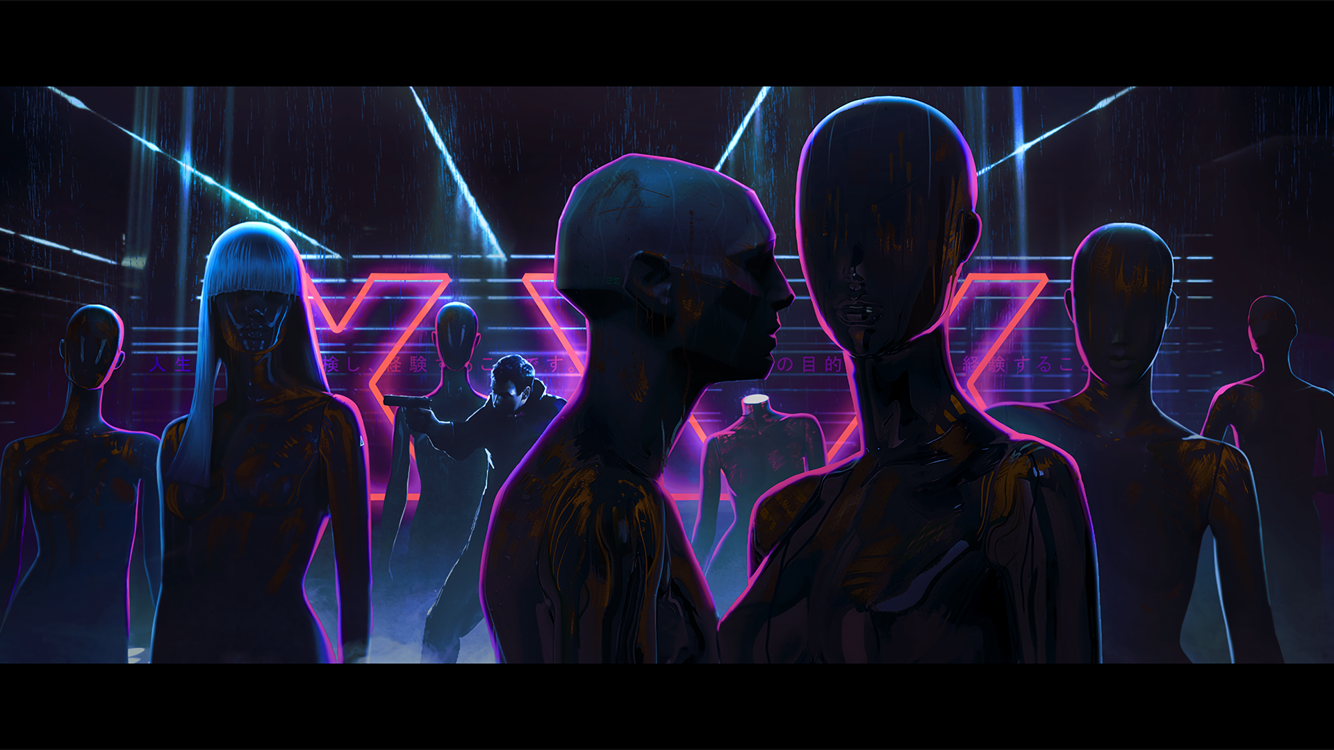 digital art, neon, futuristic, cyber, HD Wallpaper