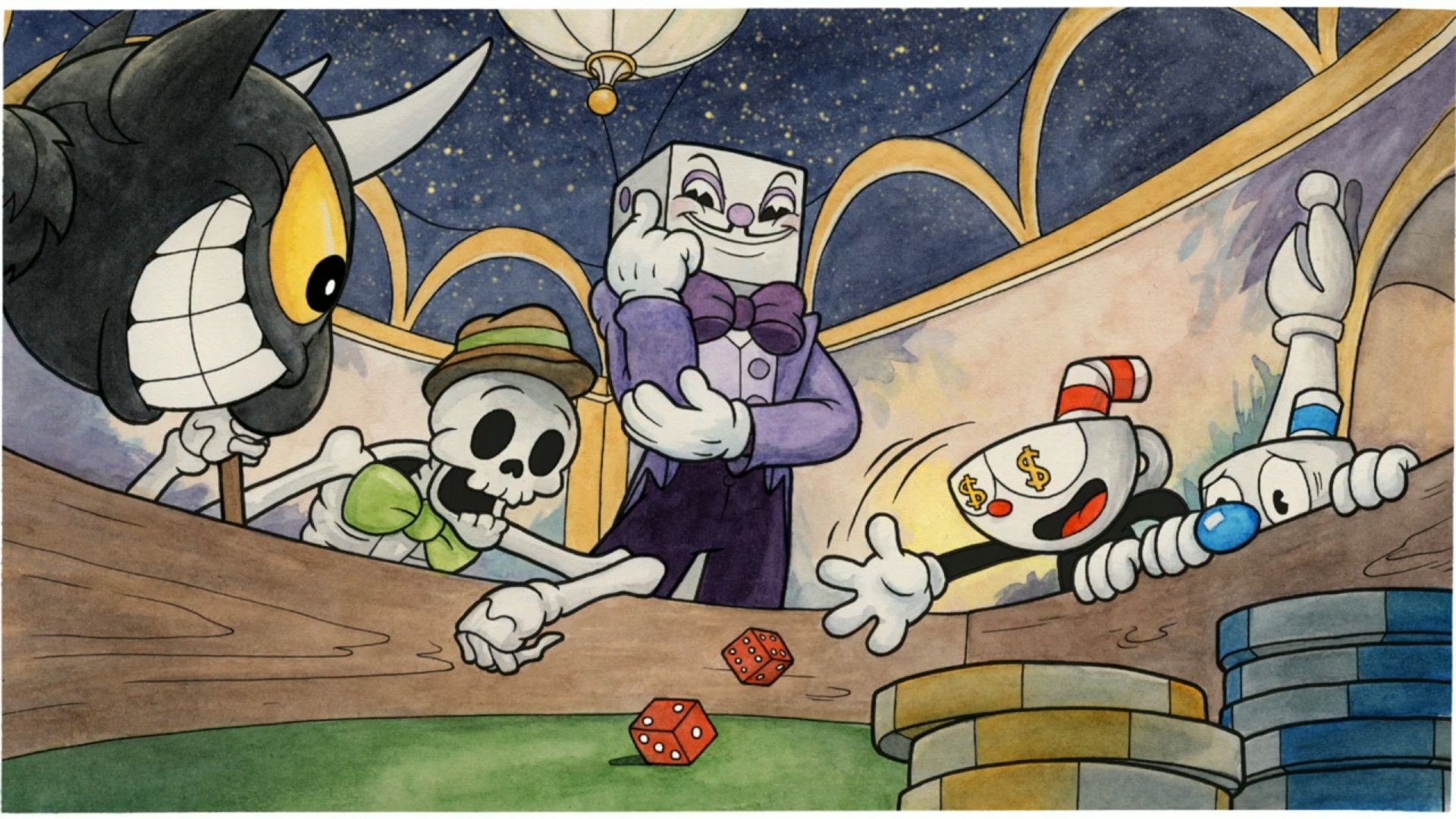 Cuphead (Video Game), video games, Cuphead, video game art, gambling, HD Wallpaper