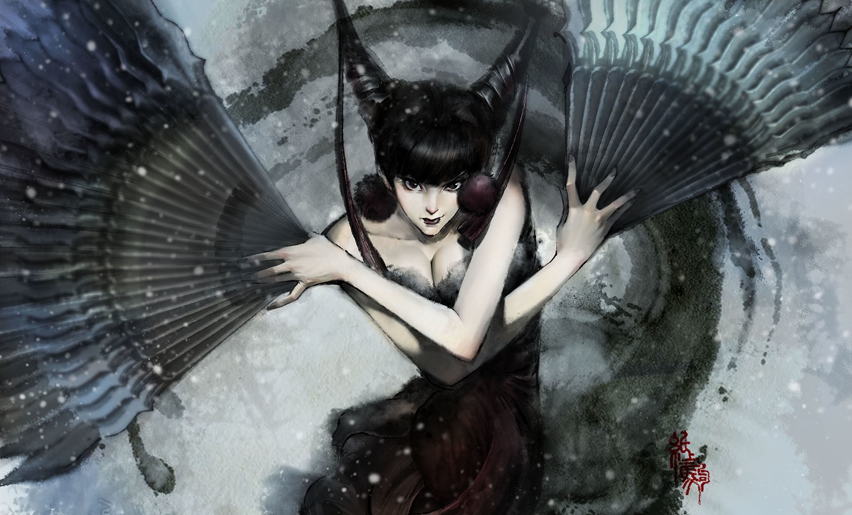 fantasy art, warrior, fantasy girl, dark hair, HD Wallpaper