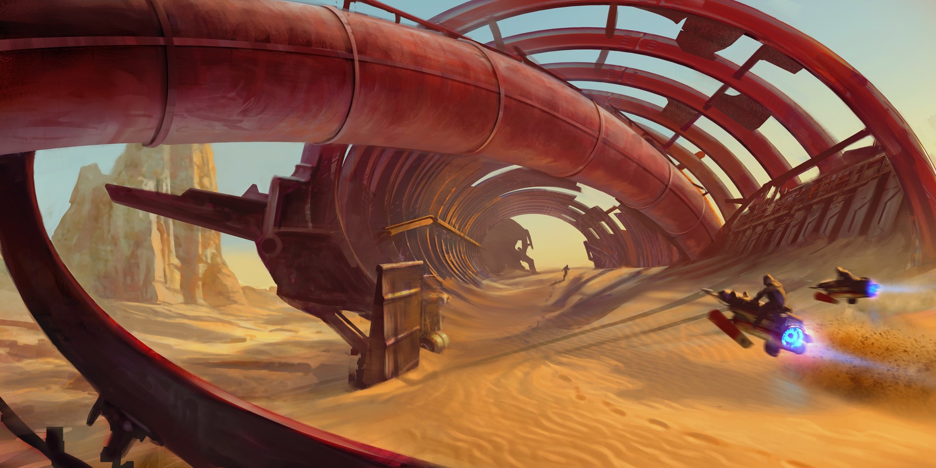 digital art, desert, science fiction, HD Wallpaper