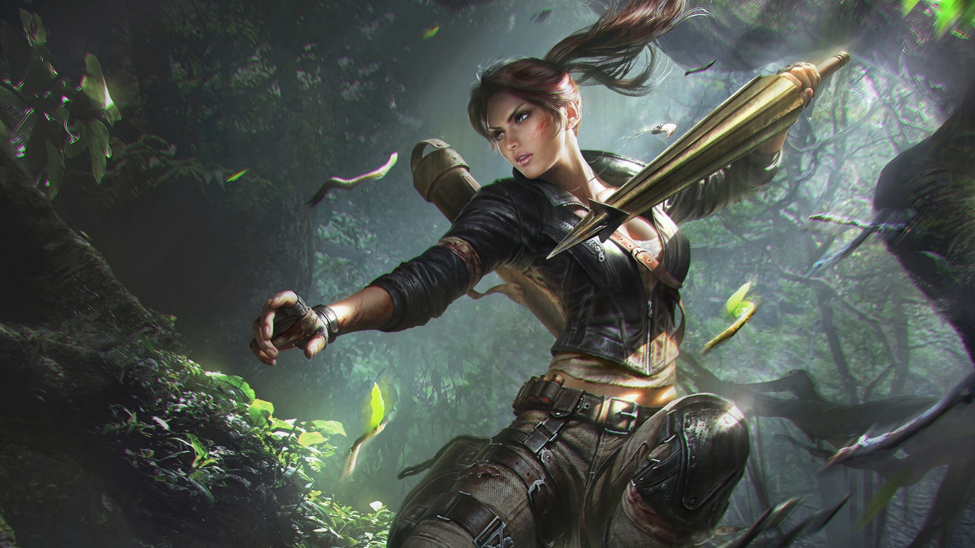 digital art, women, Lara Croft, Tomb Raider, ponytail, video games, HD Wallpaper