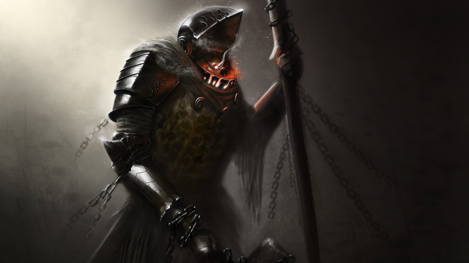 digital art, warrior, fantasy art, chains, HD Wallpaper