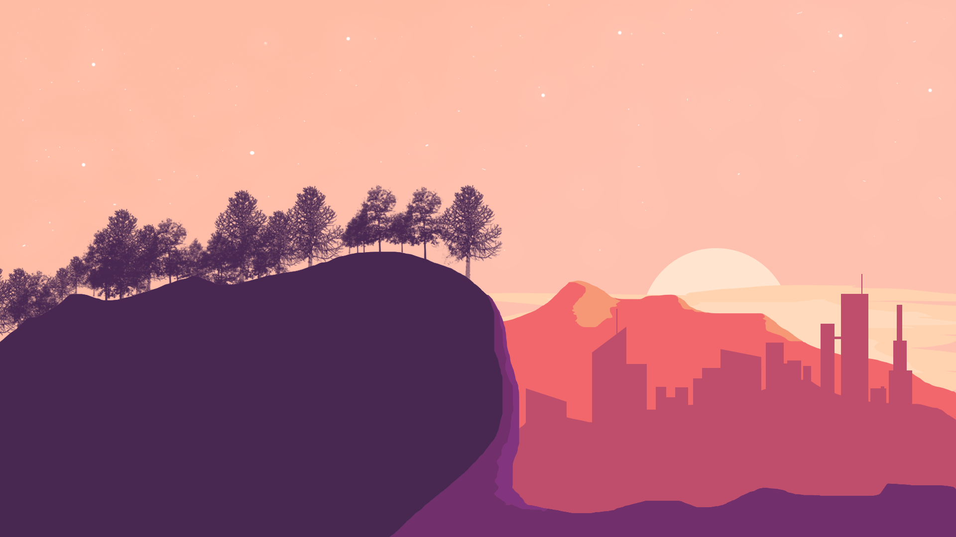 landscape, minimalism, artwork, cityscape, HD Wallpaper