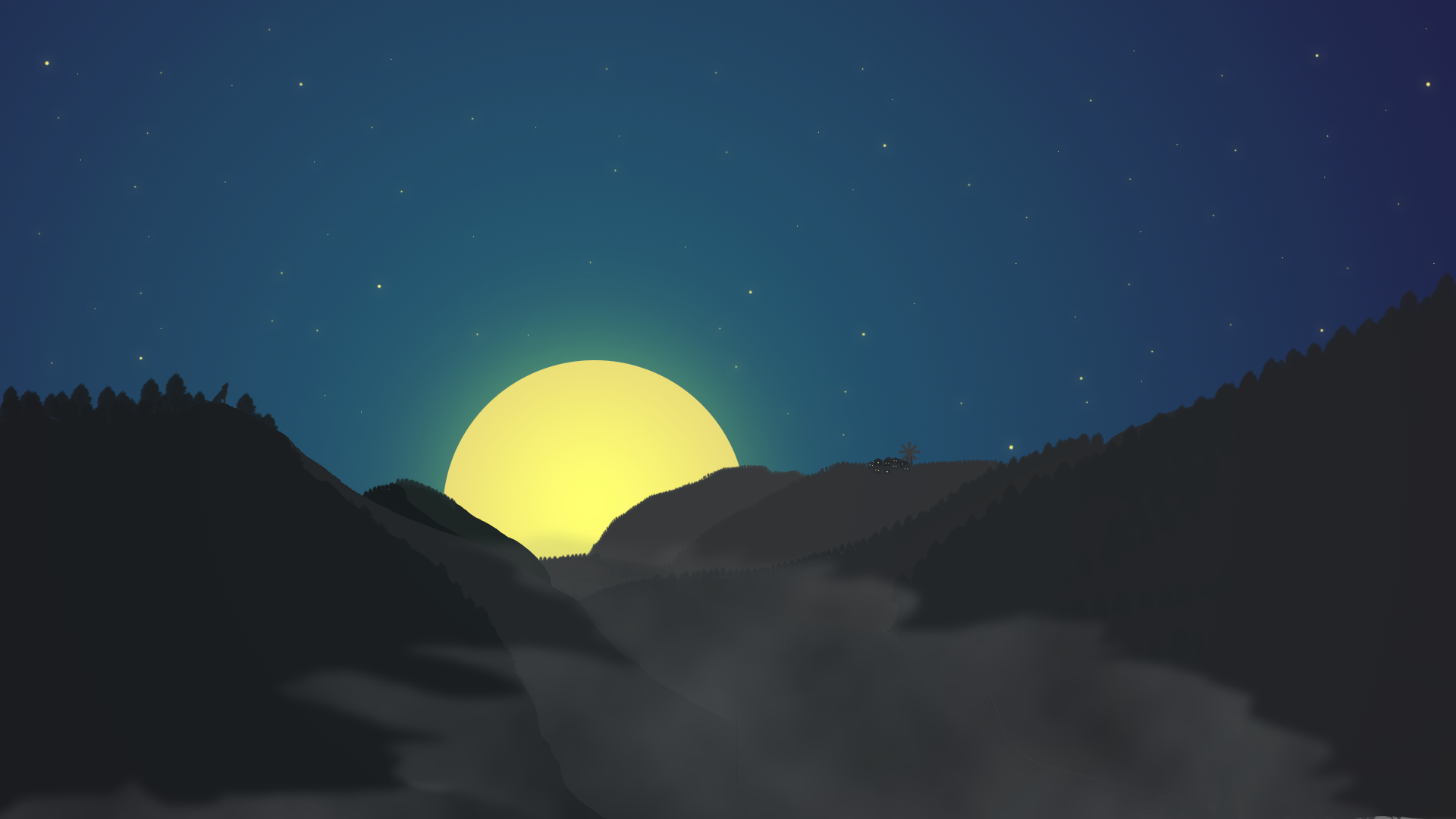 landscape, minimalism, nature, Moon, HD Wallpaper