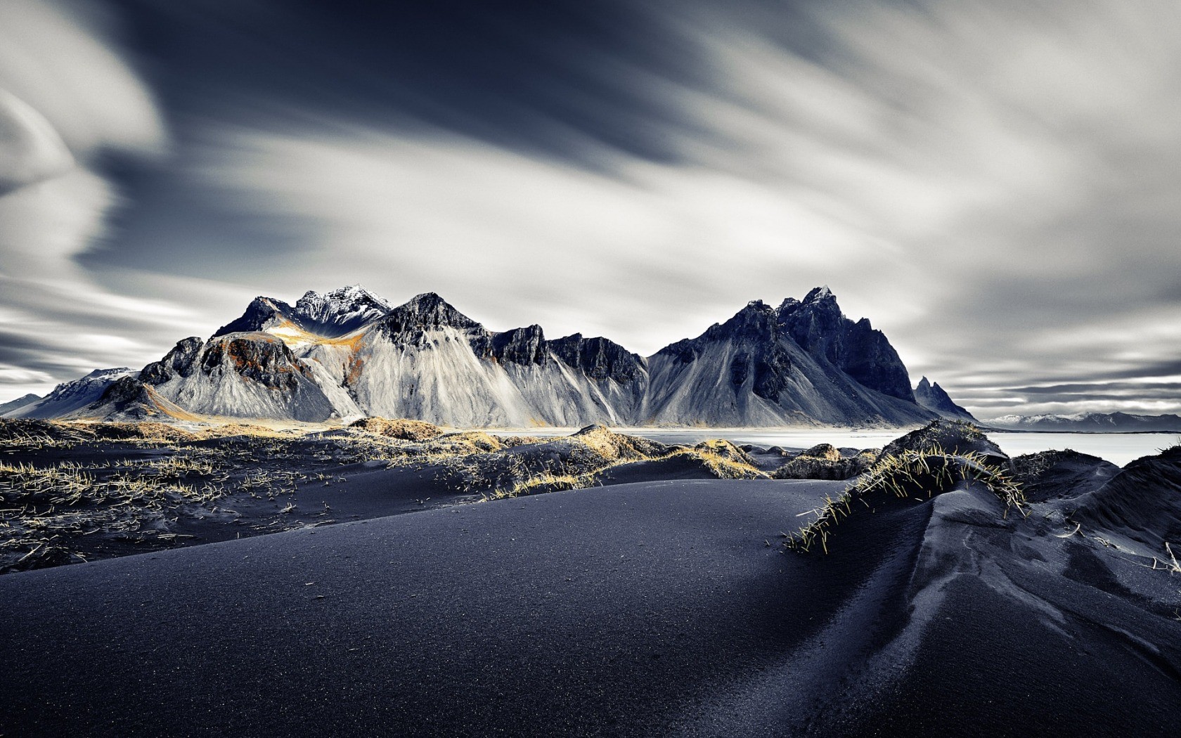 nature, dark, landscape, mountains, Iceland, long exposure, HD Wallpaper