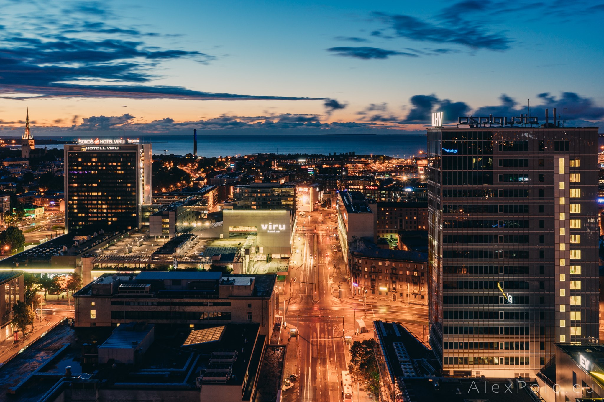 night, cityscape, sky, Tallin, Alex Polo, 500px, HD Wallpaper