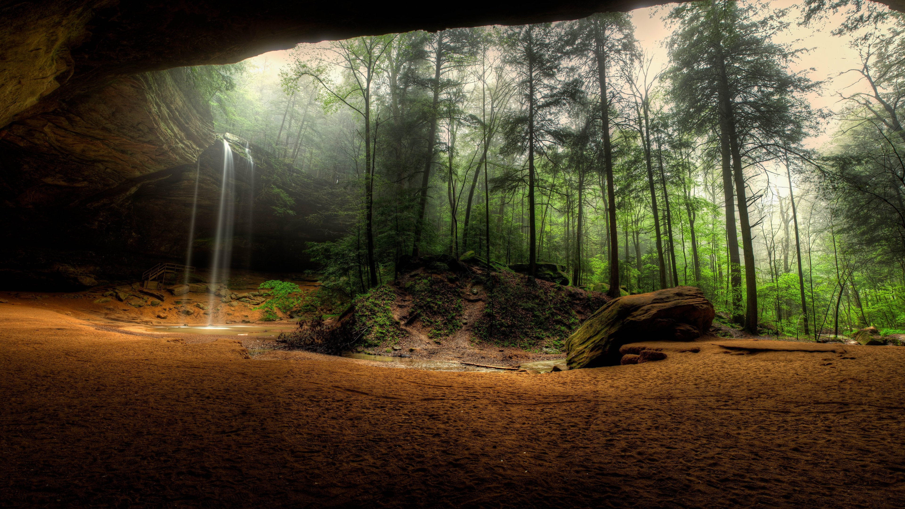 Ohio, cave, forest, HD Wallpaper