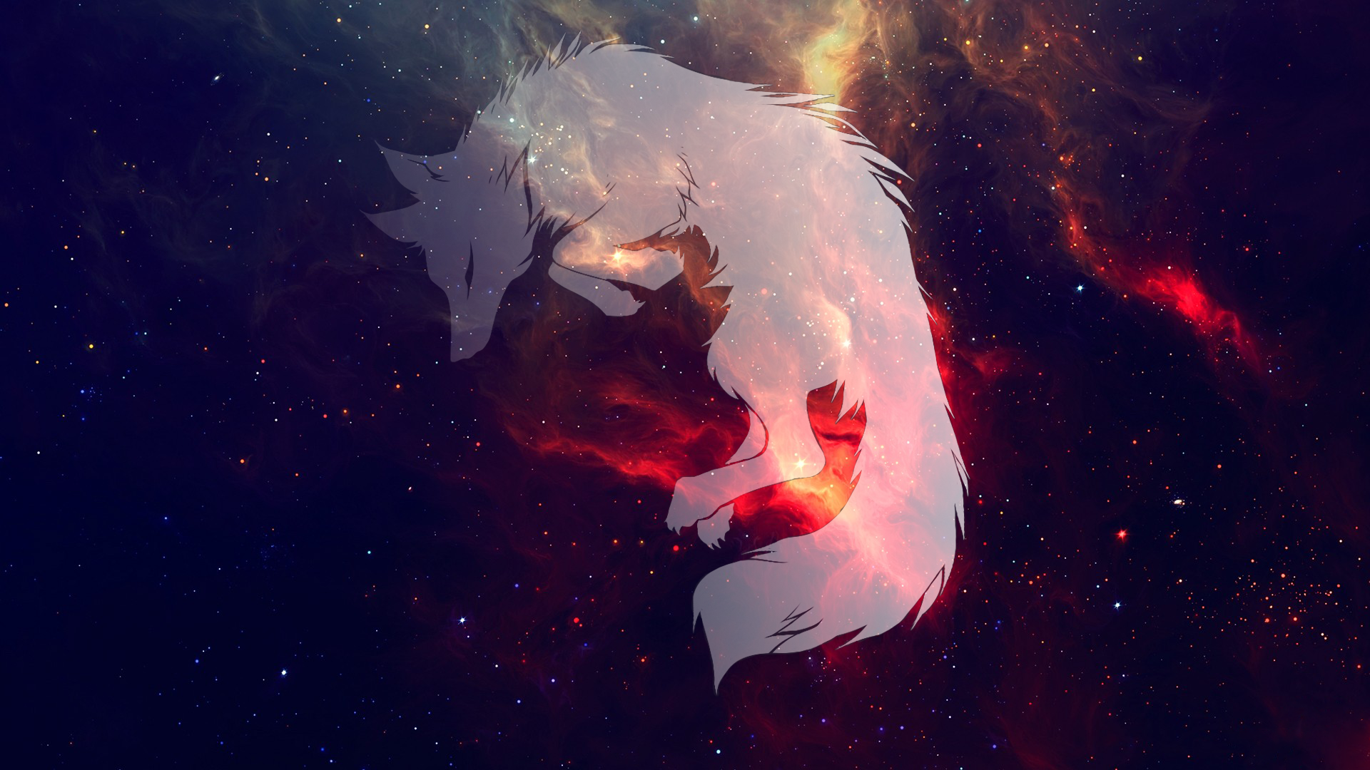wolf, space, galaxy, sleeping, HD Wallpaper