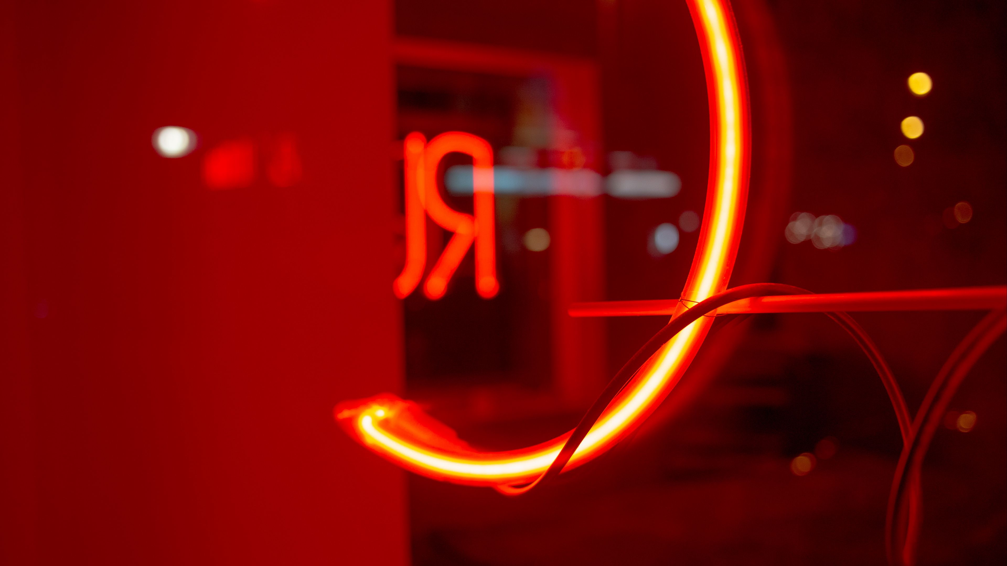 neon, red, light, letter, 4k, HD Wallpaper