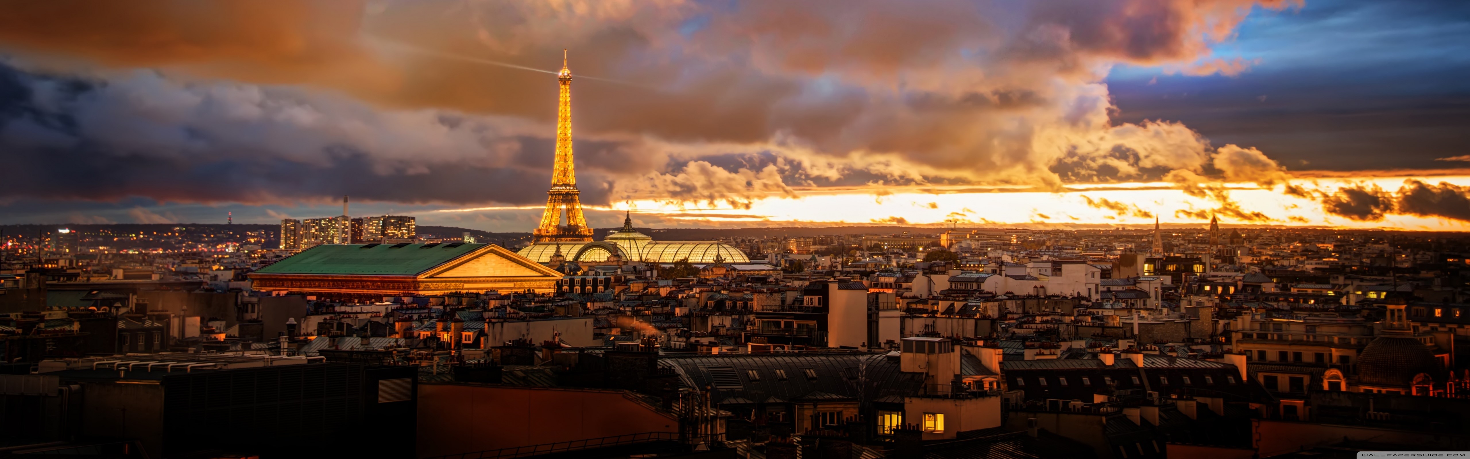 Eiffel Tower, cityscape, clouds, night, long exposure, HD Wallpaper