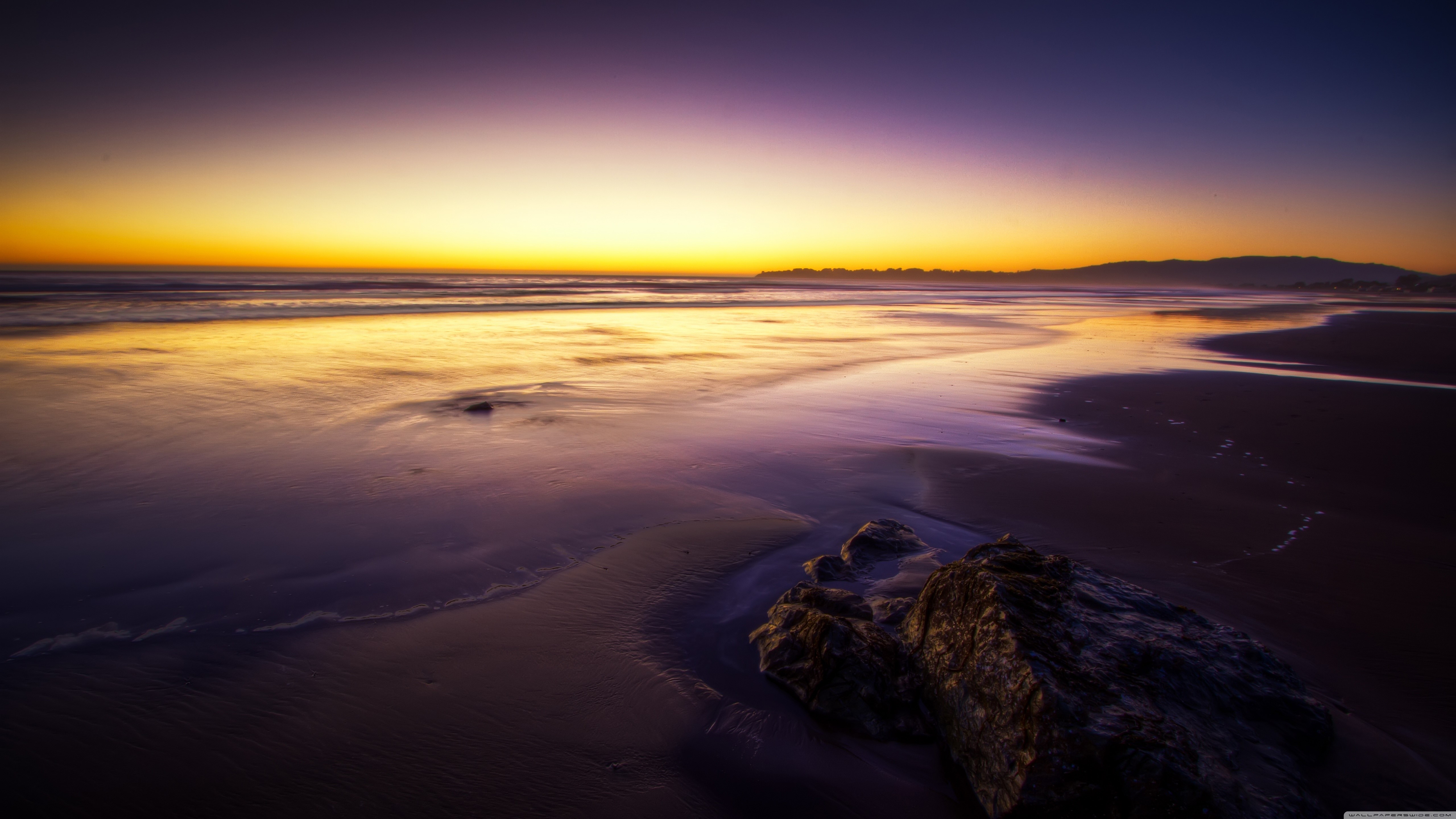 landscape, sunset, sea, beach, HD Wallpaper