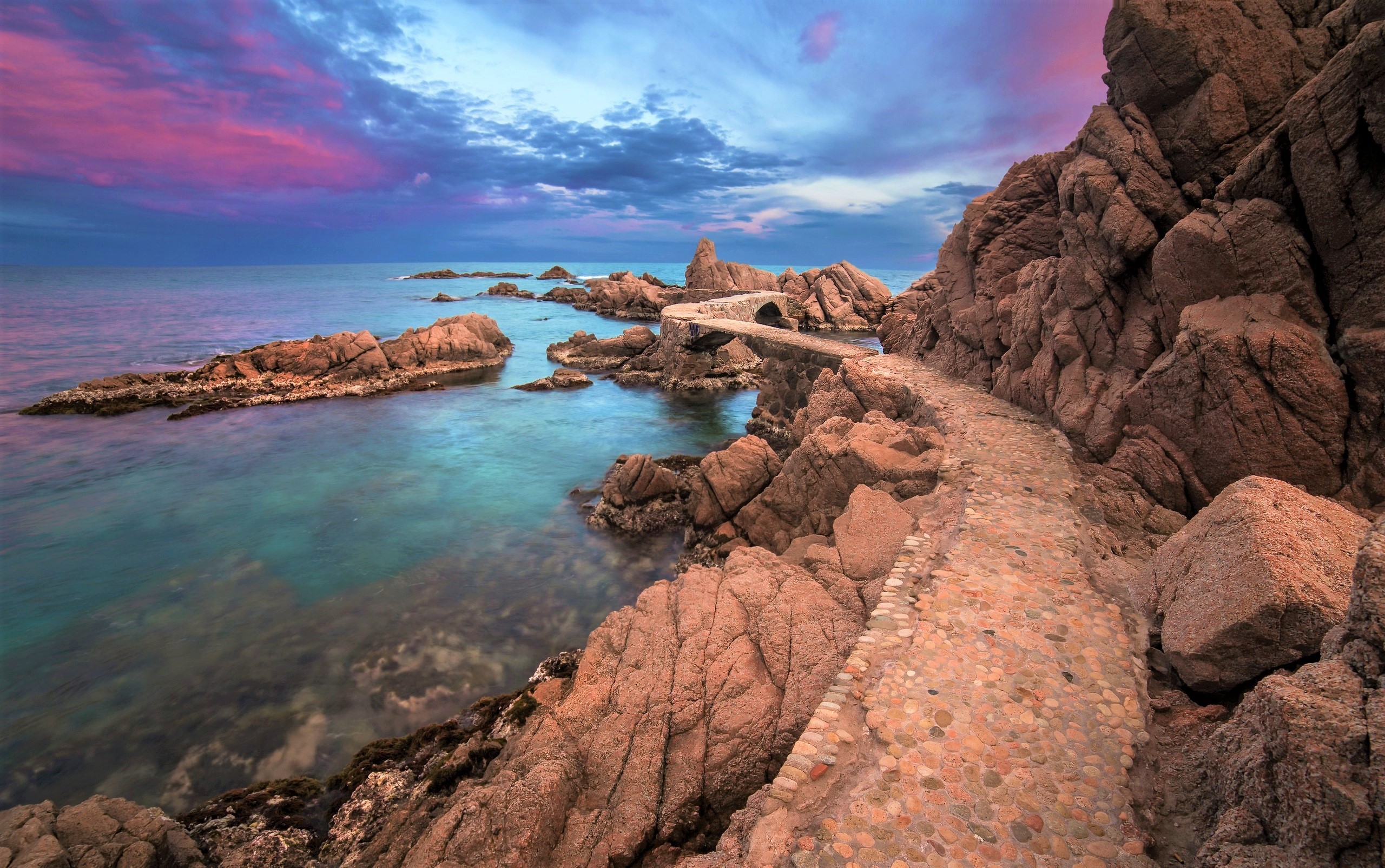 landscape, coast, colorful, nature, sky, sea, HD Wallpaper