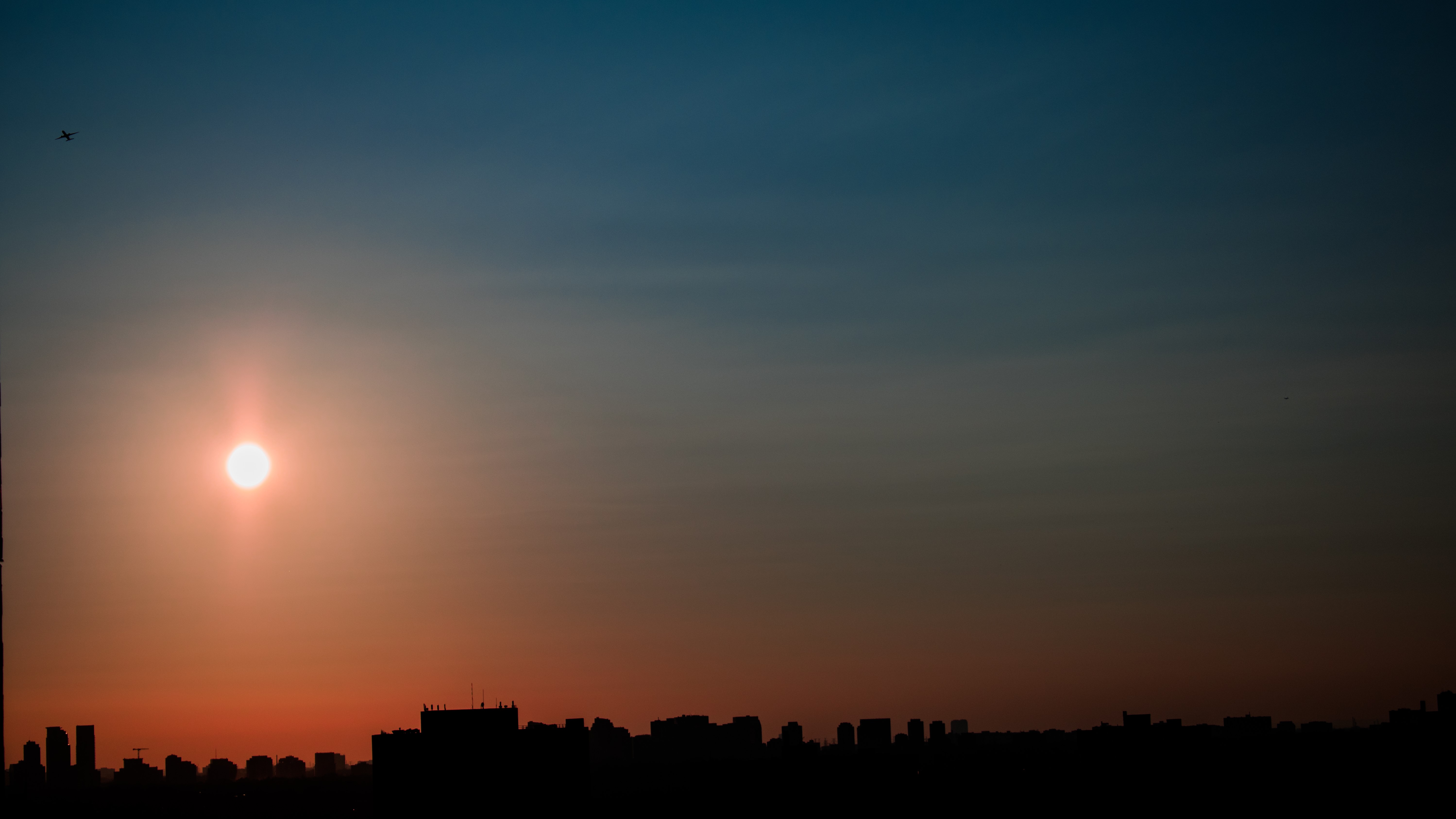 sunset, airplane, Sun, sky, cityscape, stewardess, HD Wallpaper