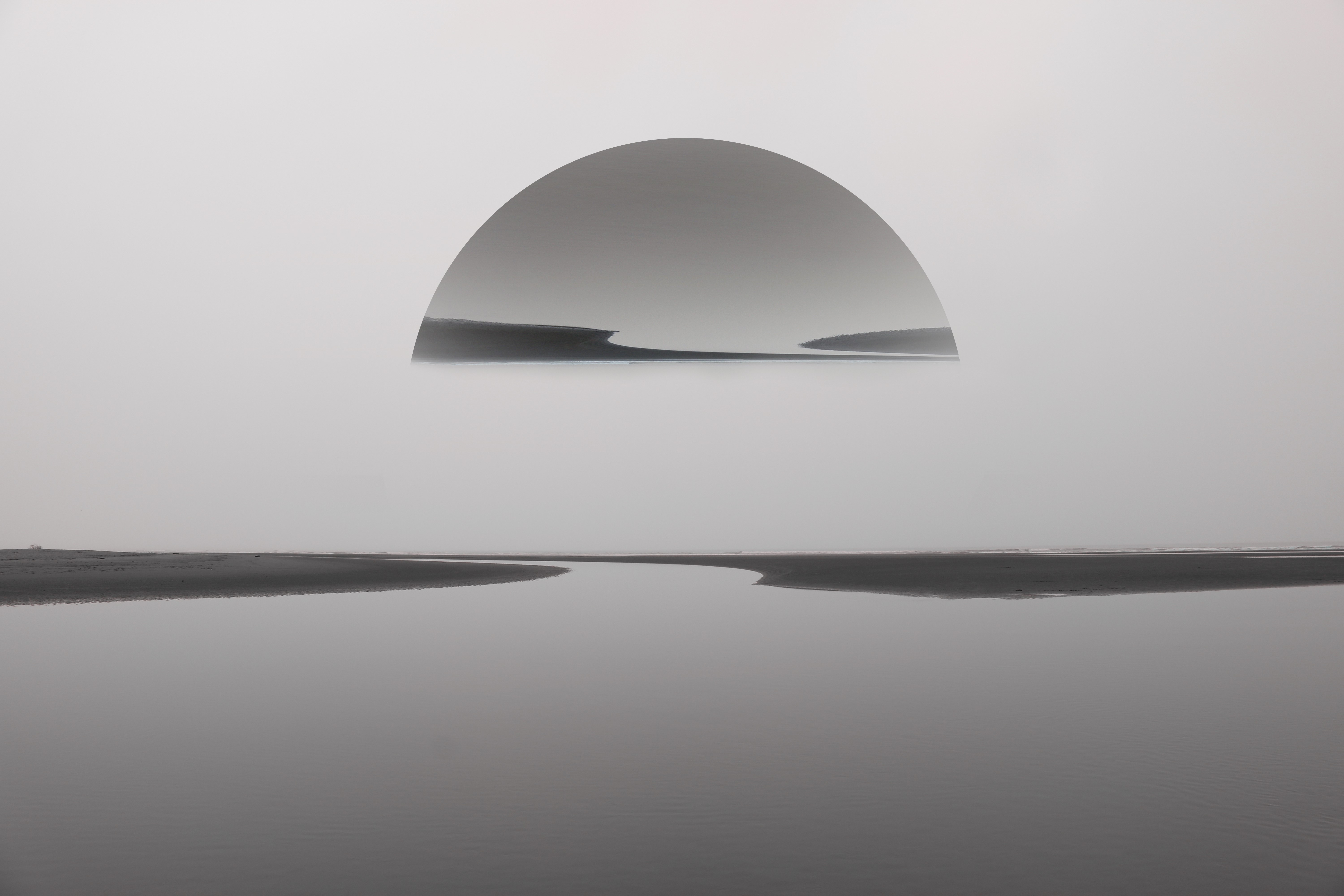 beach, reflection, monochrome, HD Wallpaper
