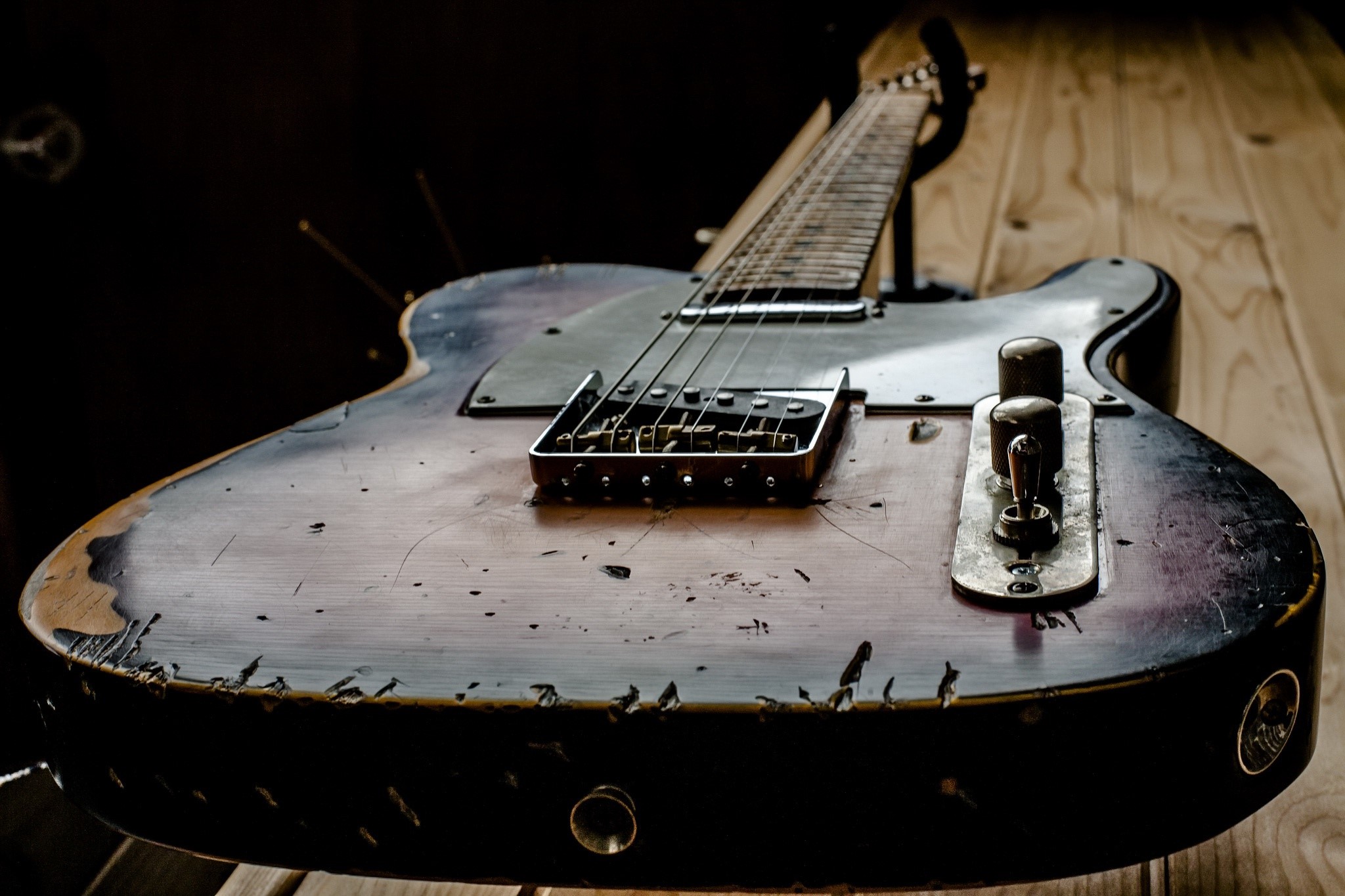old, guitar, musical instrument, HD Wallpaper