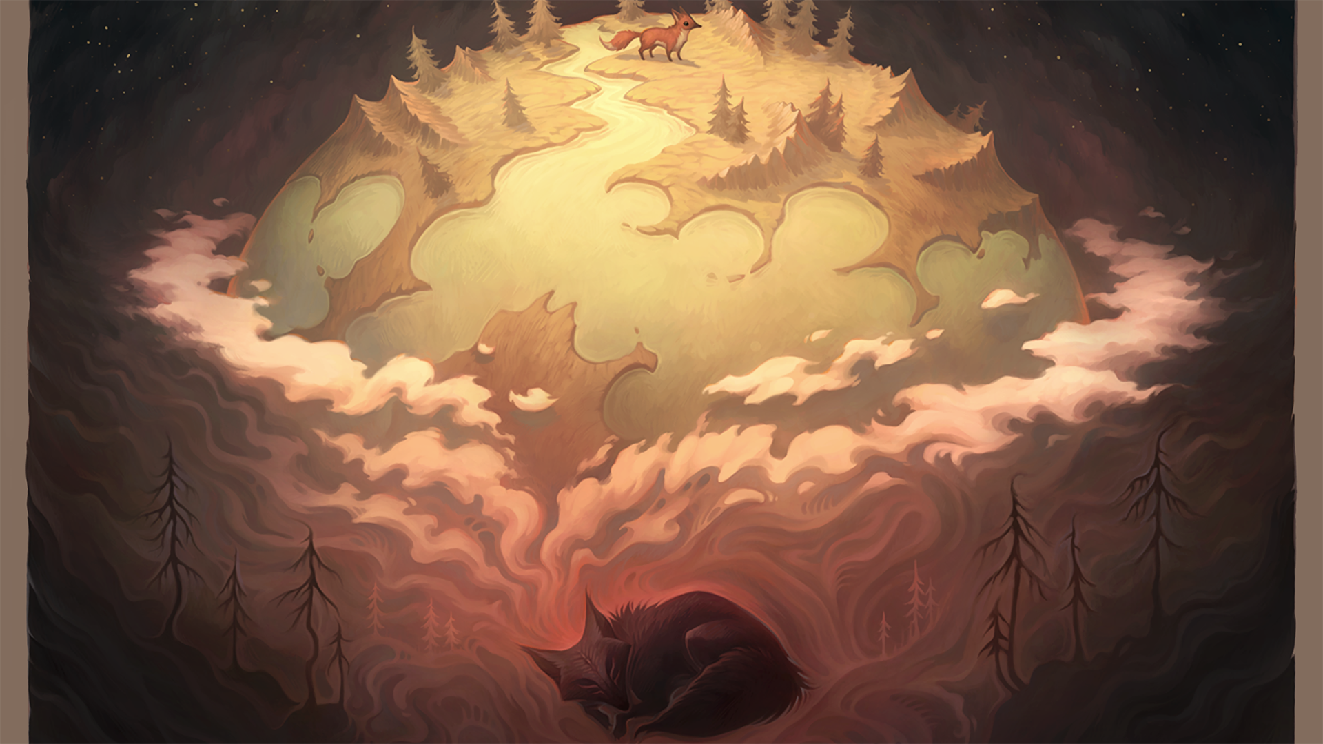 digital art, fox, fantasy art, planet, nature, artwork, HD Wallpaper