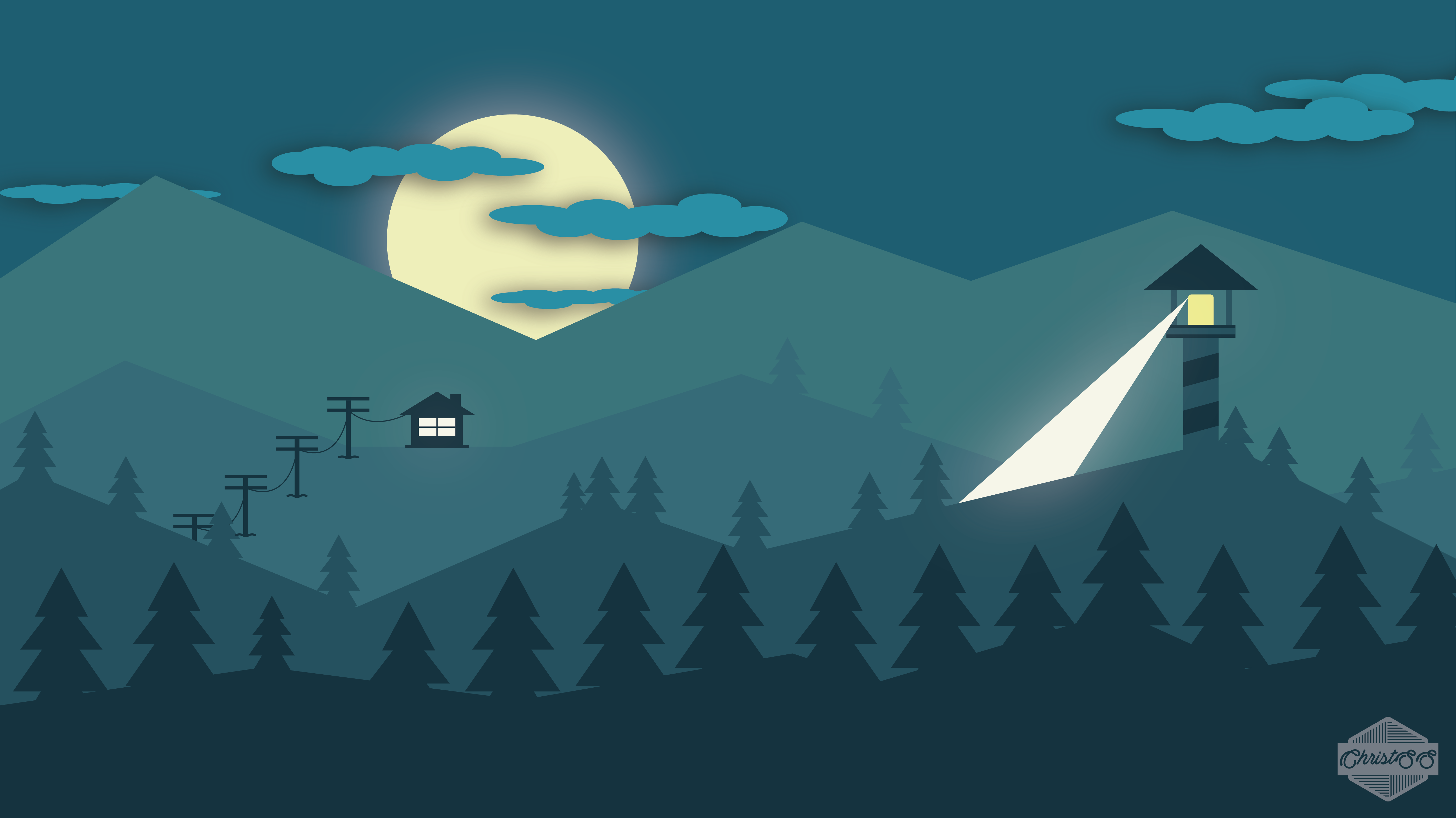 minimalism, mountains, Flatdesign, HD Wallpaper