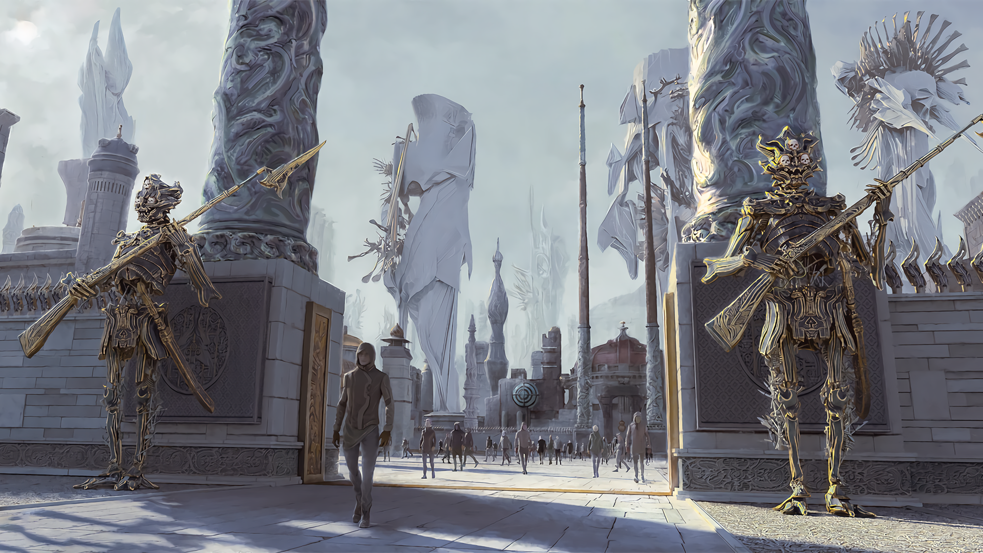 digital art, science fiction, statue, HD Wallpaper