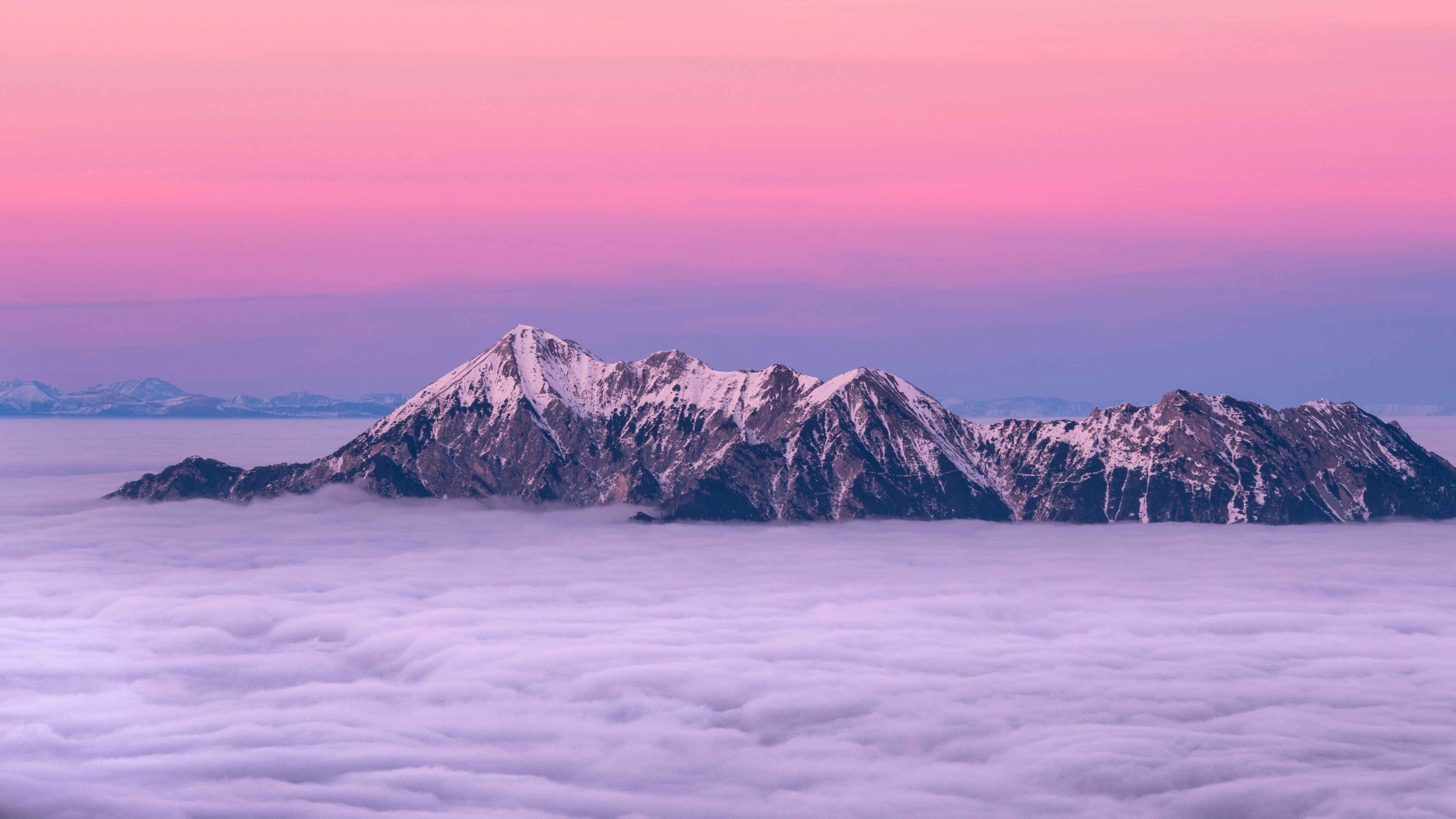 nature, landscape, mountains, photography, clouds, snowy peak, sunset, mist, Iceland, HD Wallpaper