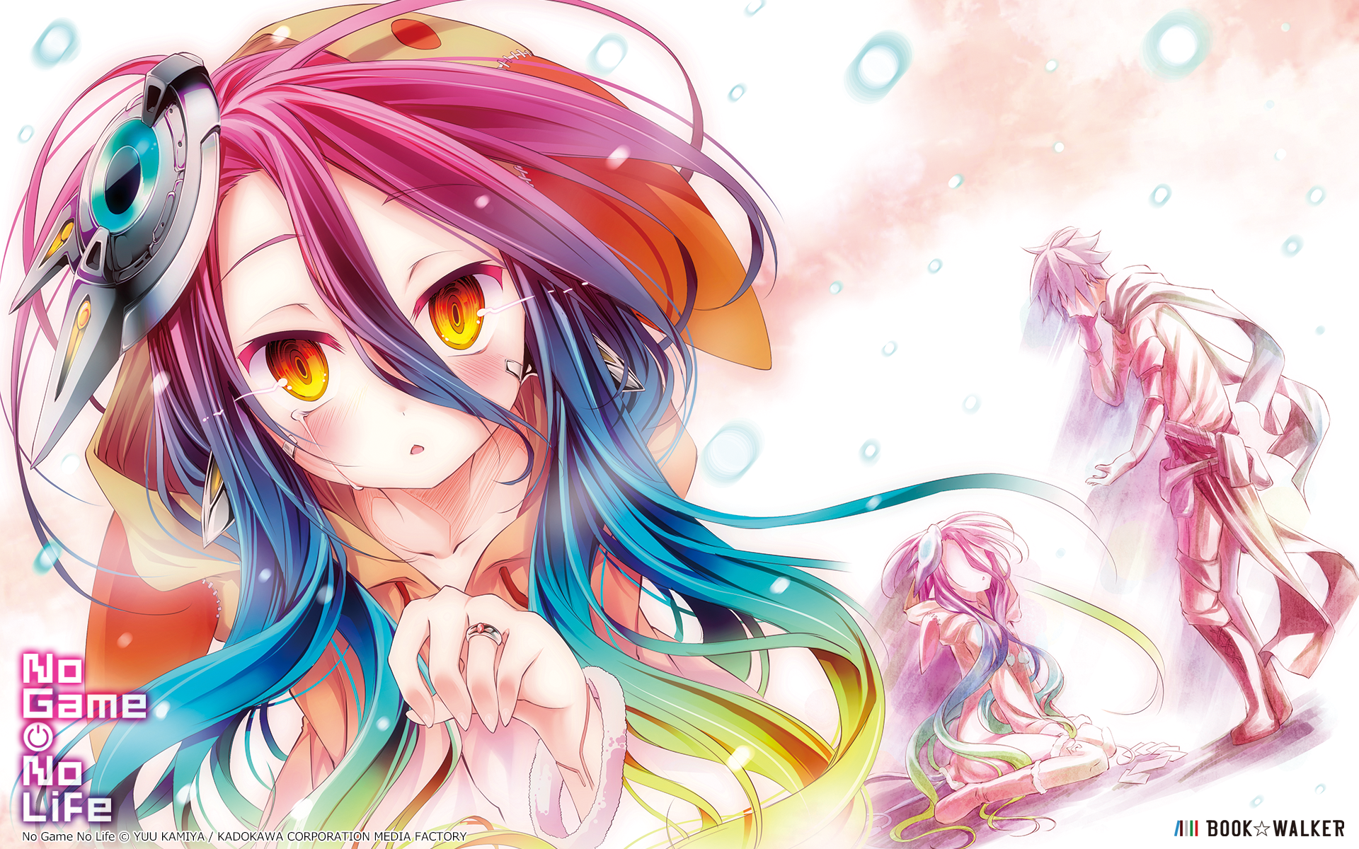 white background, blushing, boots, loli, long hair, No Game No Life, orange eyes, purple eyes, tears, Shuvi, HD Wallpaper