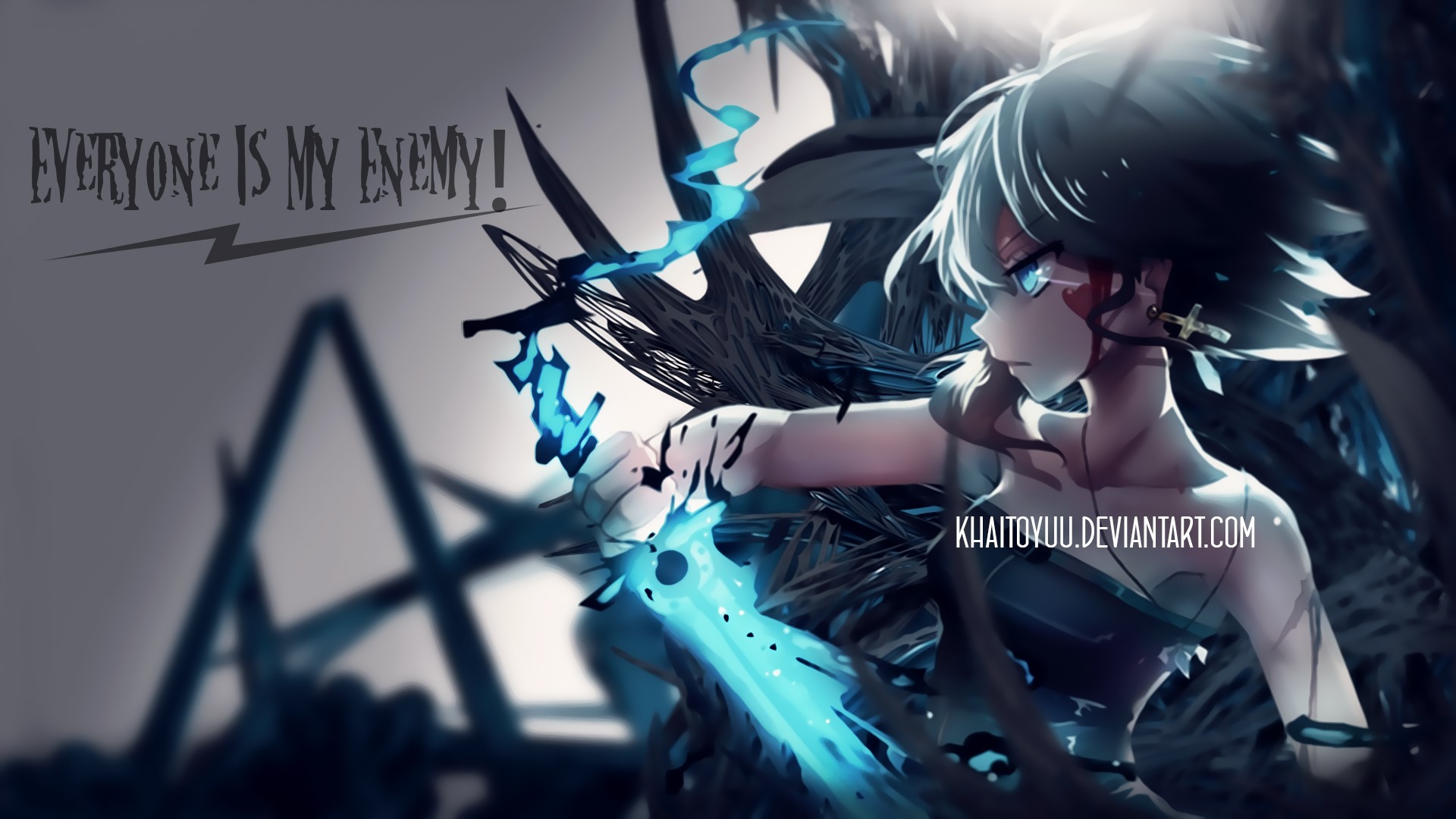 sword, earring, anime girls, blue eyes, anime, HD Wallpaper