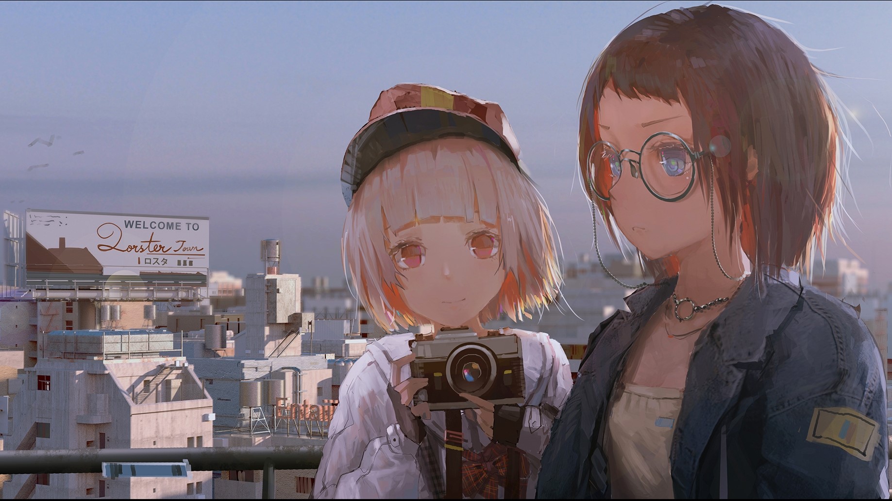 camera, glasses, city, HD Wallpaper