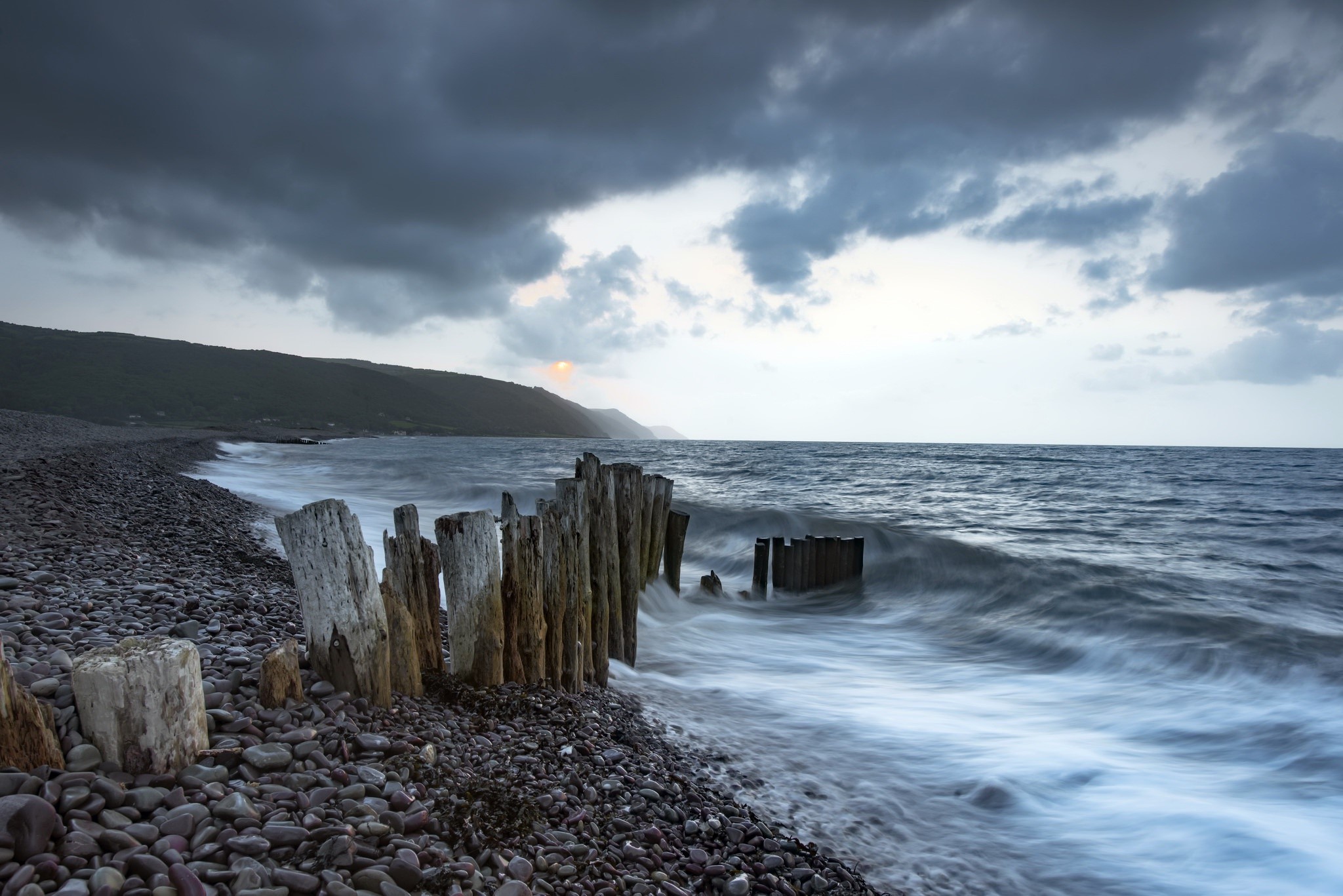 coast, dark, sky, clouds, nature, sea, HD Wallpaper