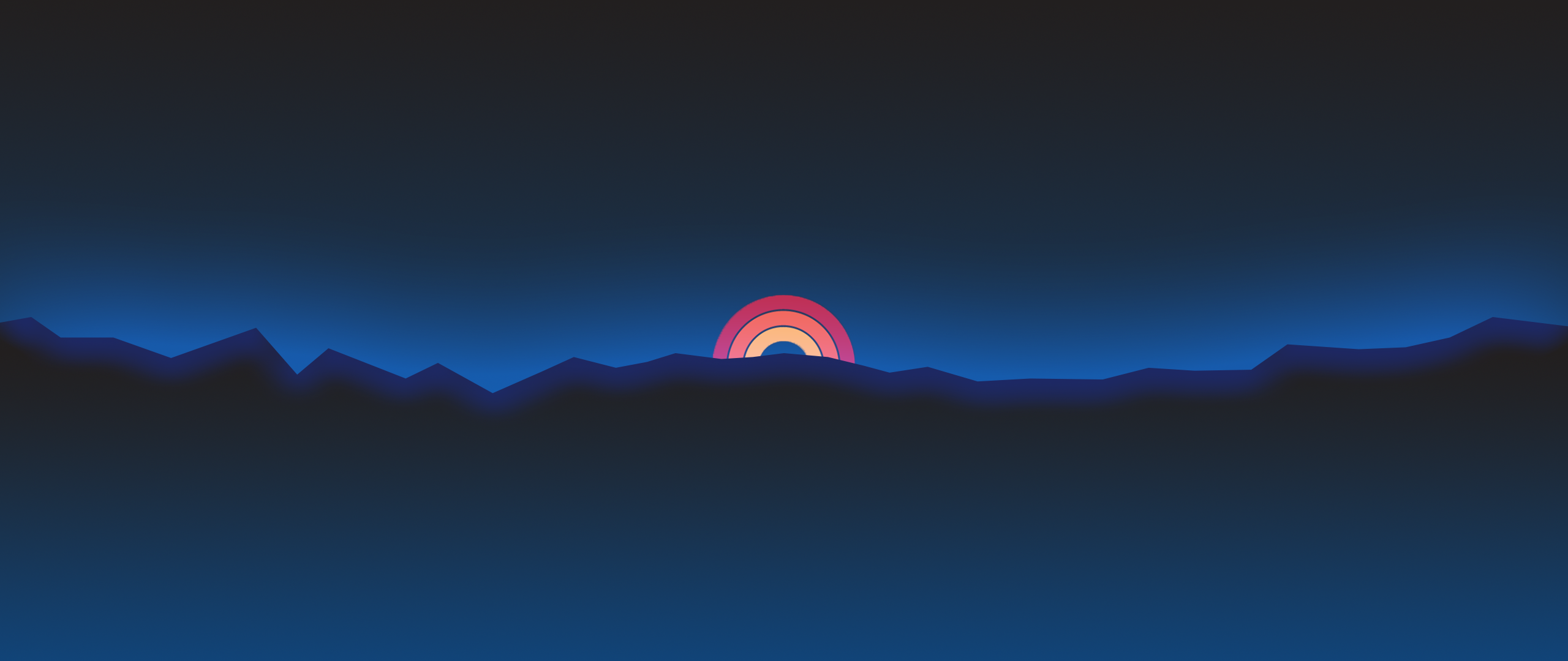 minimalism, Retro style, neon, sunset, Com Truise, mountains, landscape, ultra-wide, HD Wallpaper