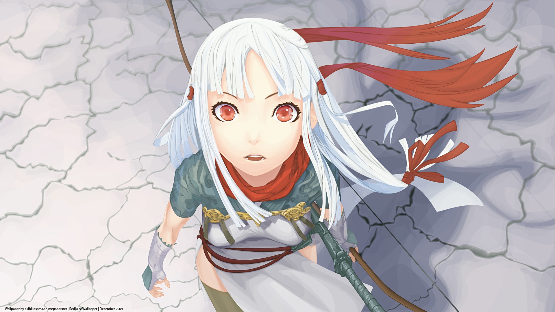 anime girls, anime, red eyes, white hair, 2009 (Year), HD Wallpaper