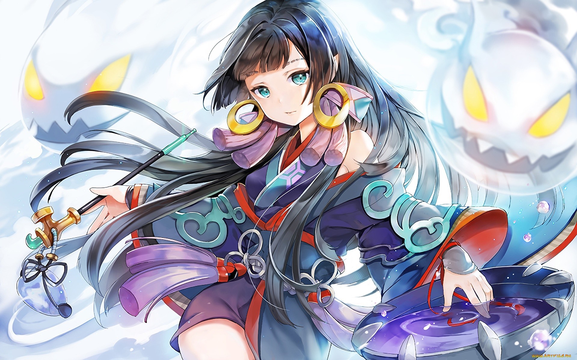 anime, anime girls, blue hair, long hair, HD Wallpaper