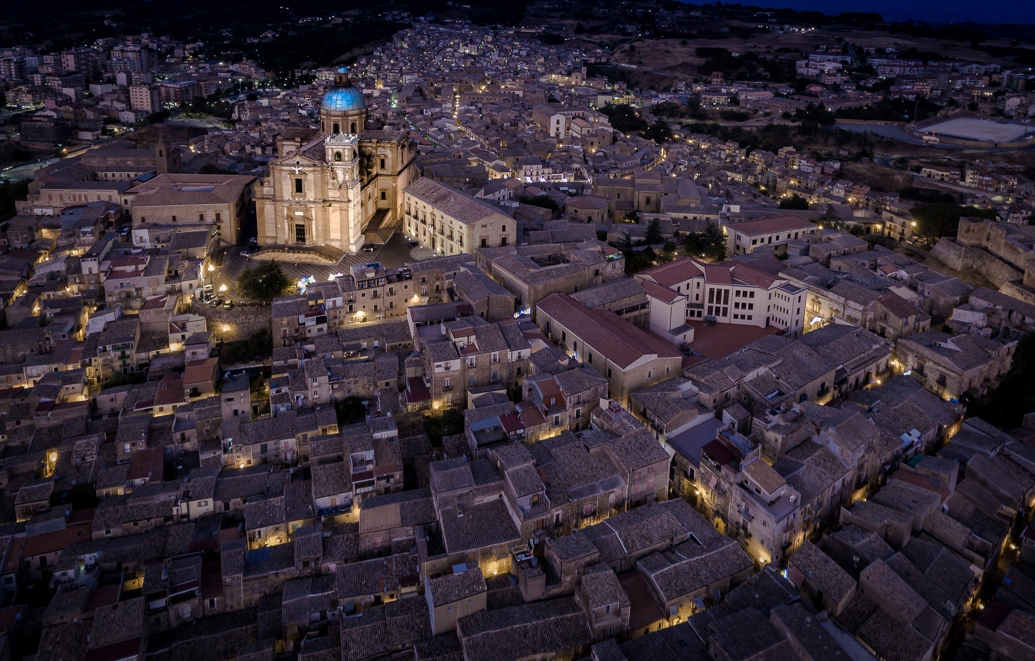 town, aerial view, Sicily, Italy, cathedral, HD Wallpaper