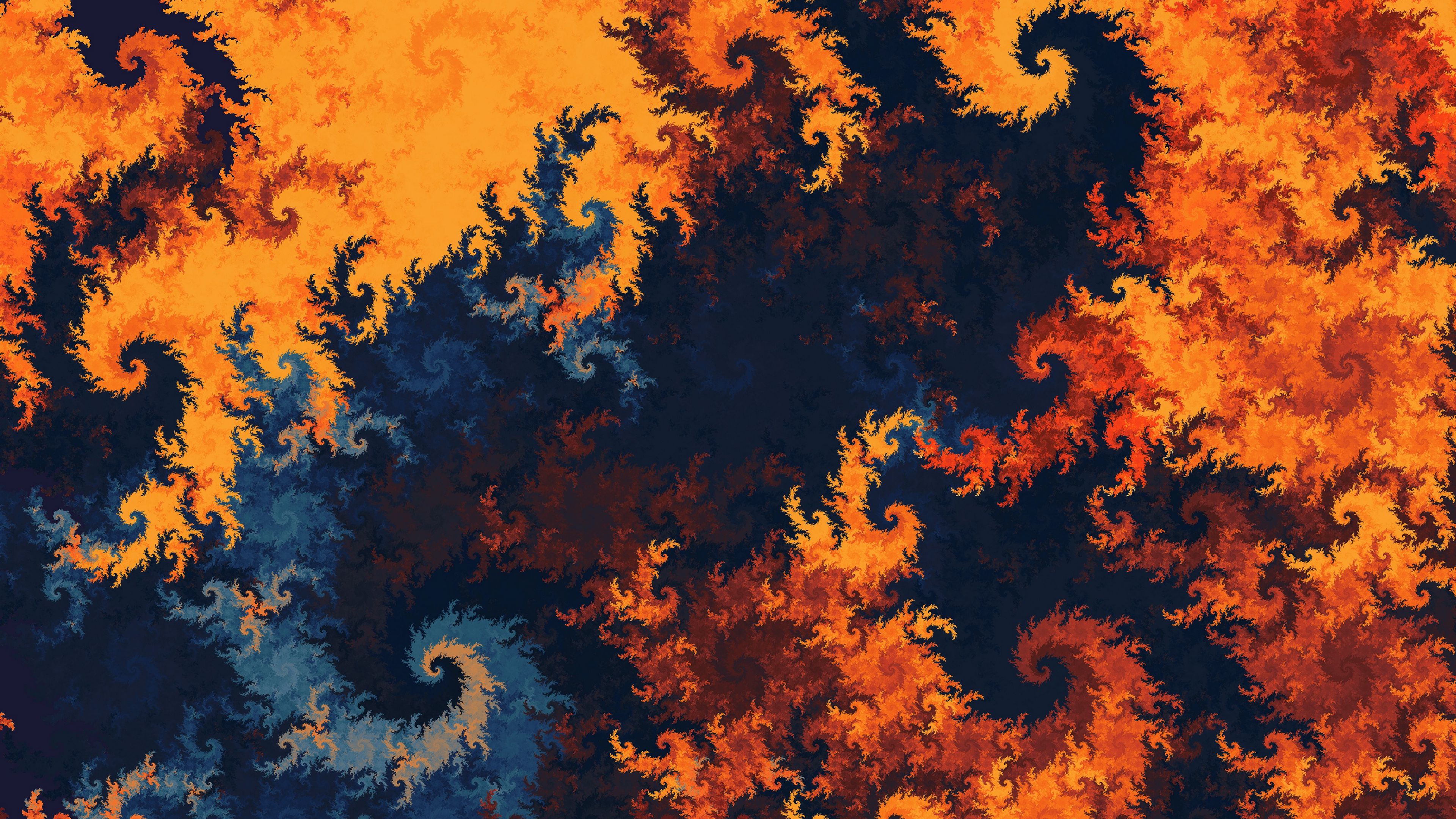 patterns, fractal twisted, multicolored, 4k, HD Wallpaper