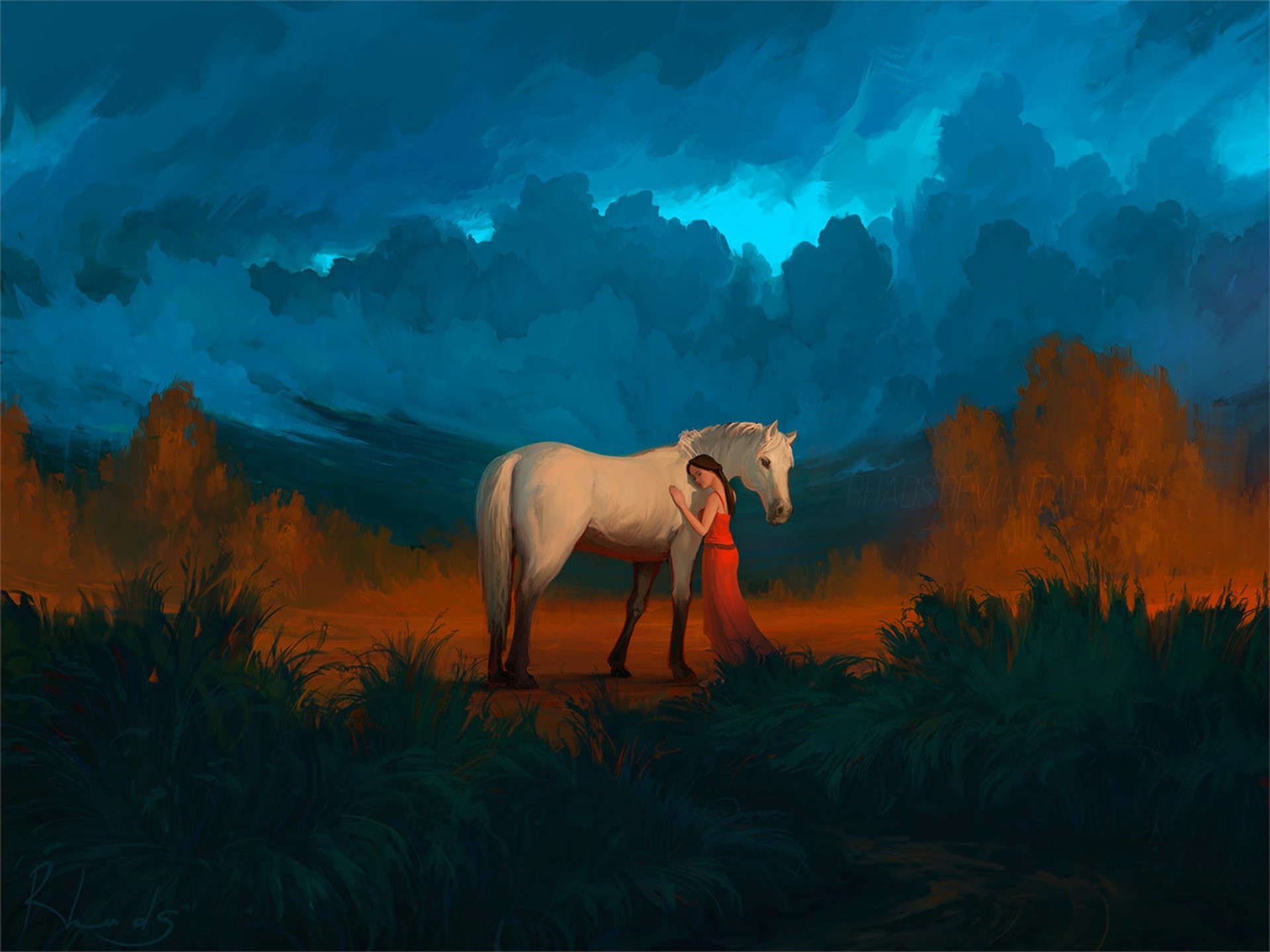 digital art, artwork, painting, horse, HD Wallpaper