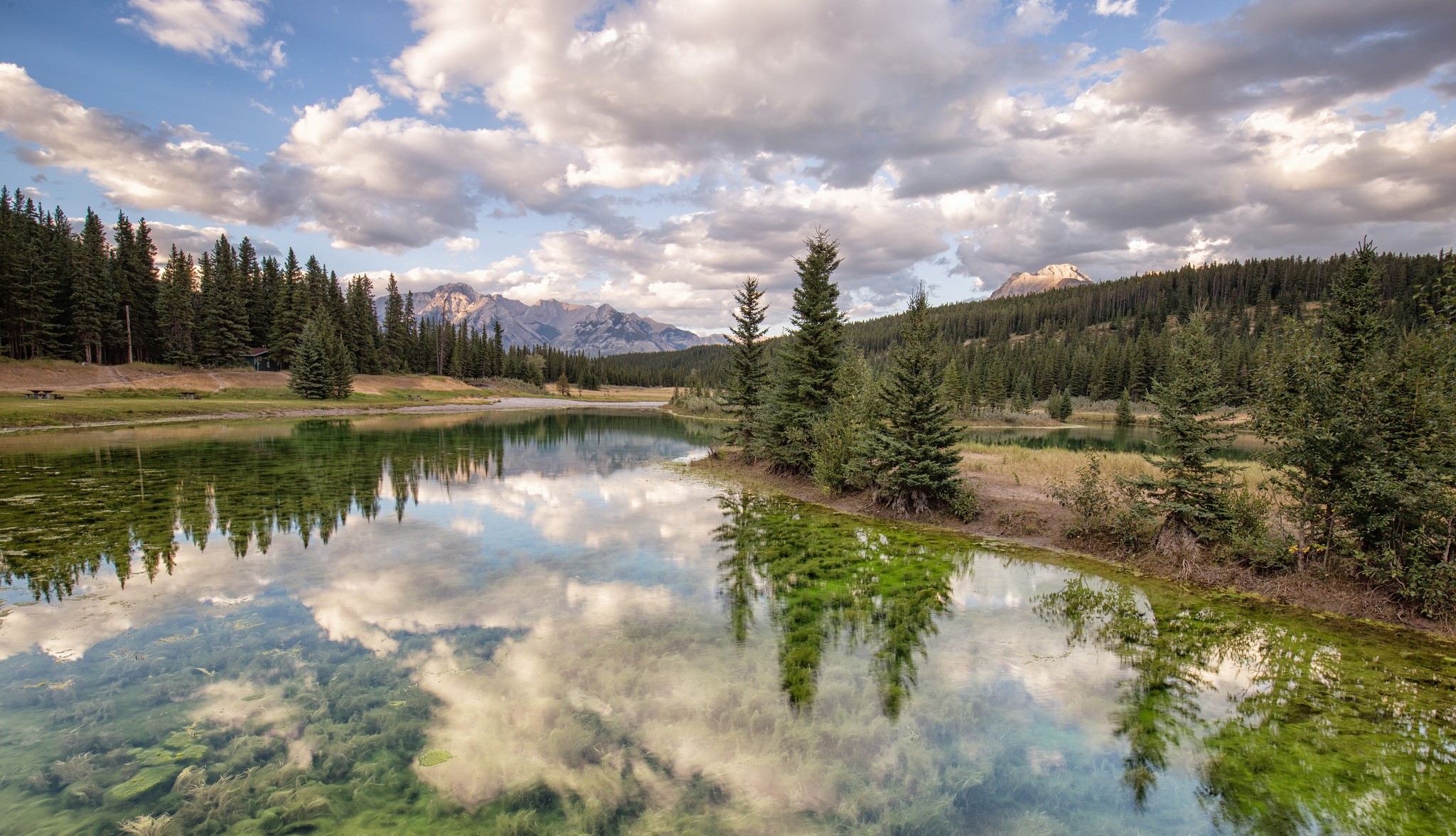 landscape, clouds, reflection, water, nature, sky, HD Wallpaper