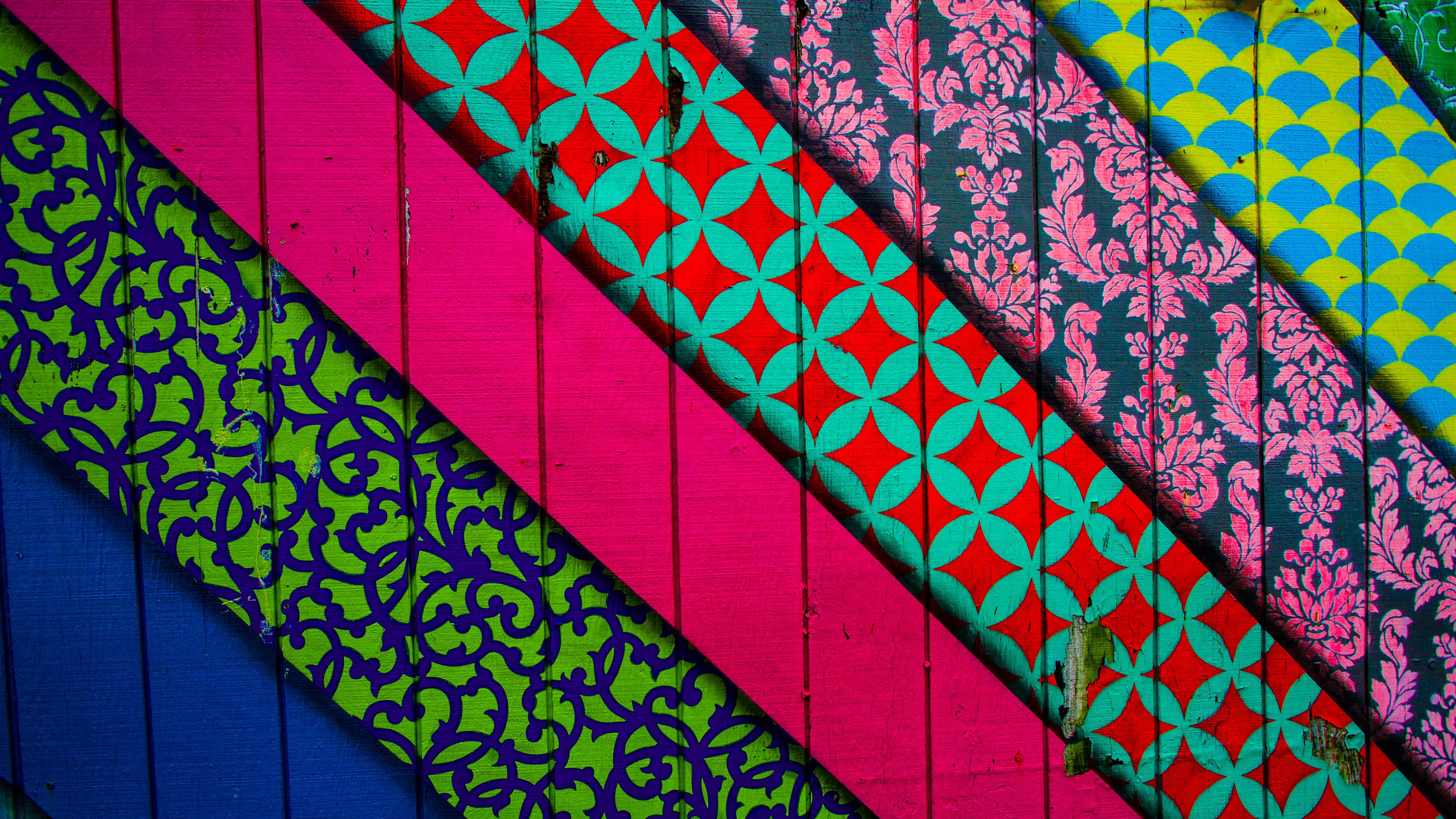 lines, patterns, wall, colorful, 4k, HD Wallpaper