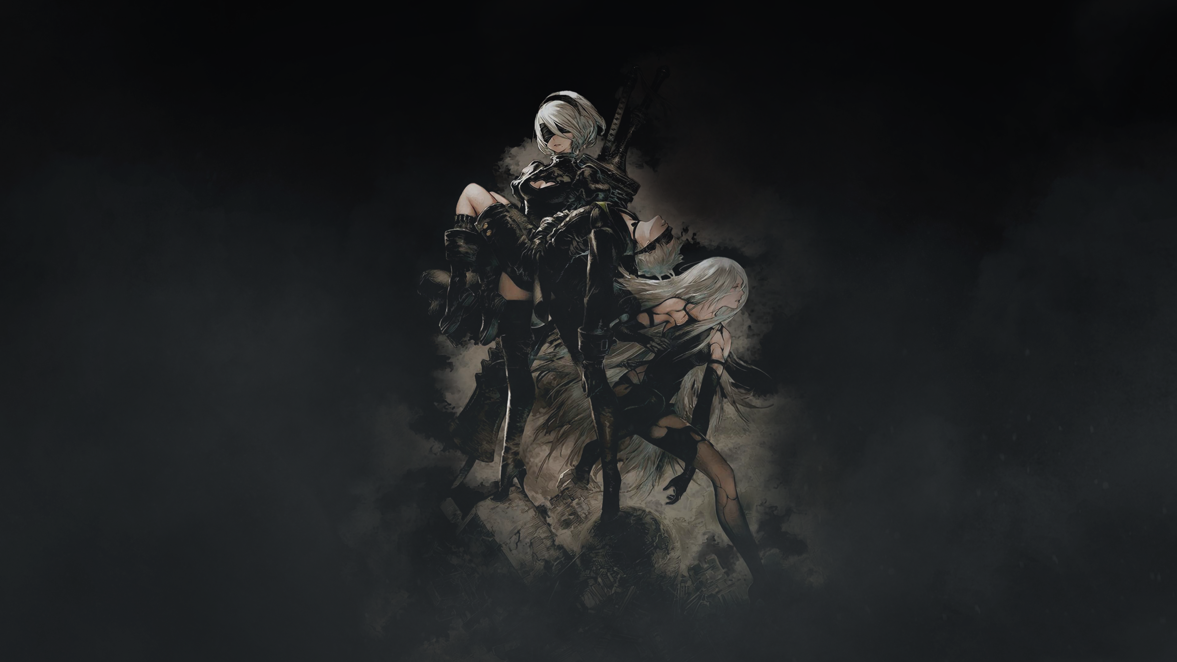 Nier: Automata, NieR, 2B (Nier: Automata), A2 (Nier: Automata), 9S (Nier: Automata), dark, anime, anime girls, HD Wallpaper