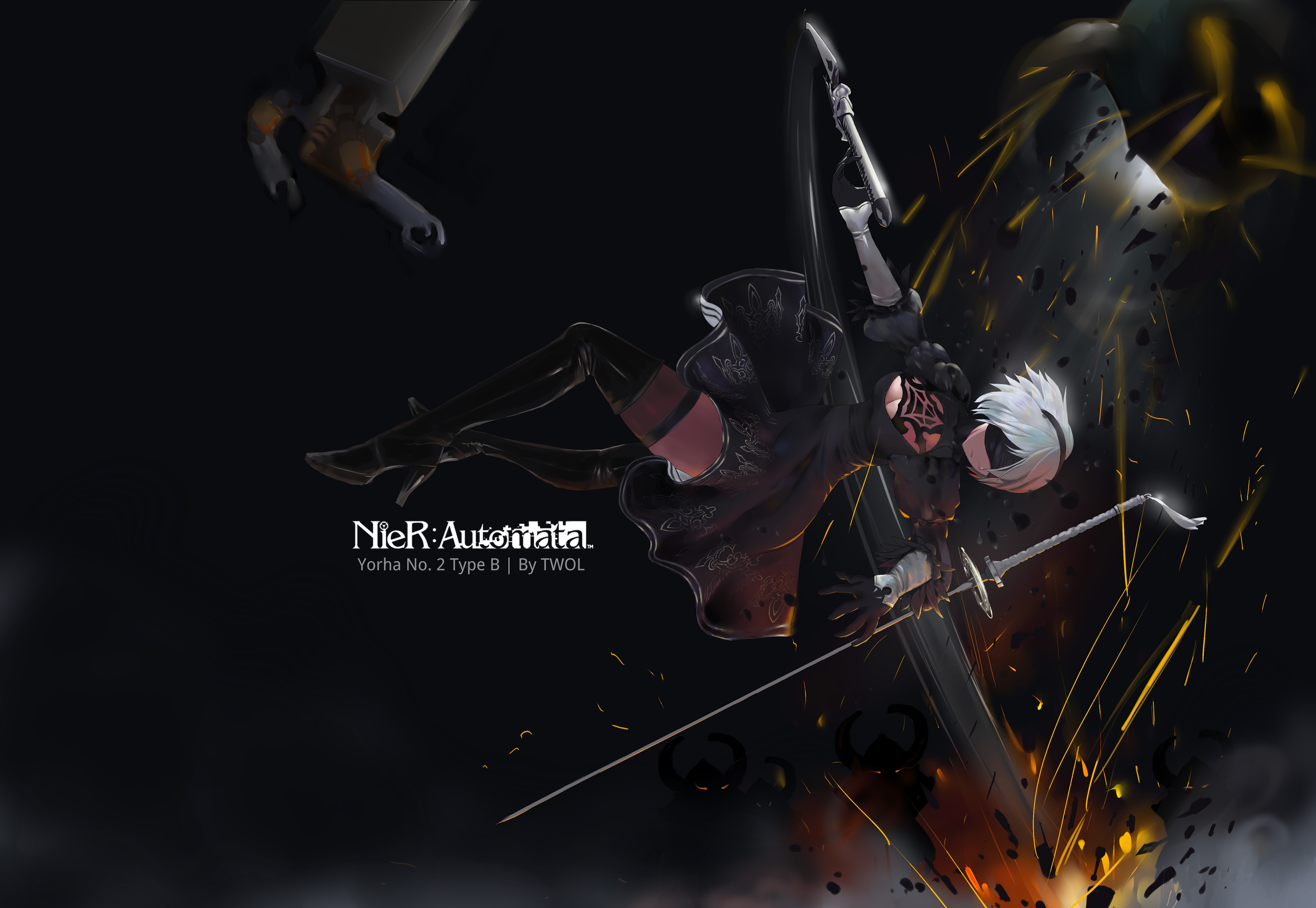 NieR, Nier: Automata, 2B (Nier: Automata), katana, HD Wallpaper