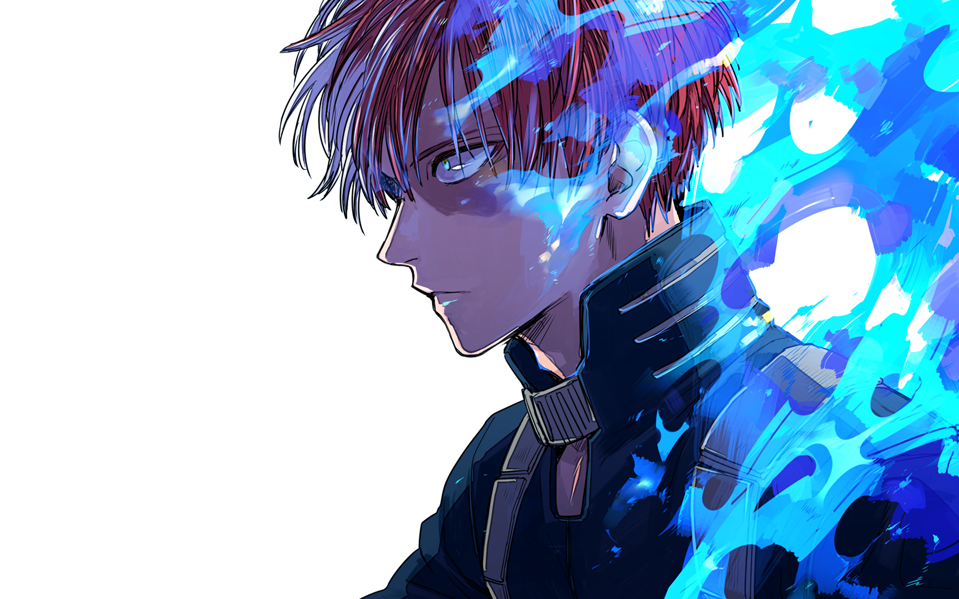 Shouto Todoroki, Boku no Hero Academia, simple background, cyan, HD Wallpaper